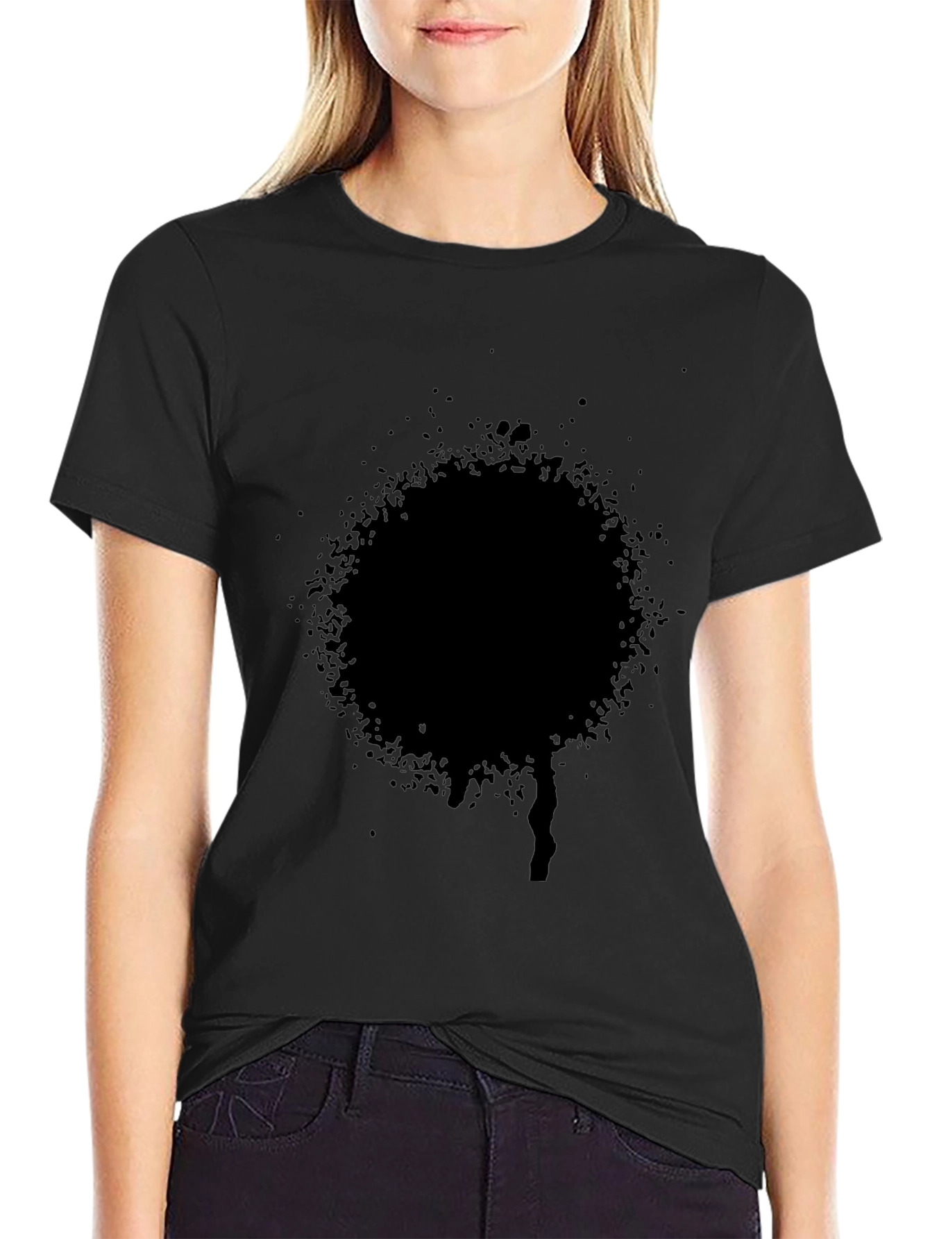 Modern Black T-Shirt with Abstract Circle Design