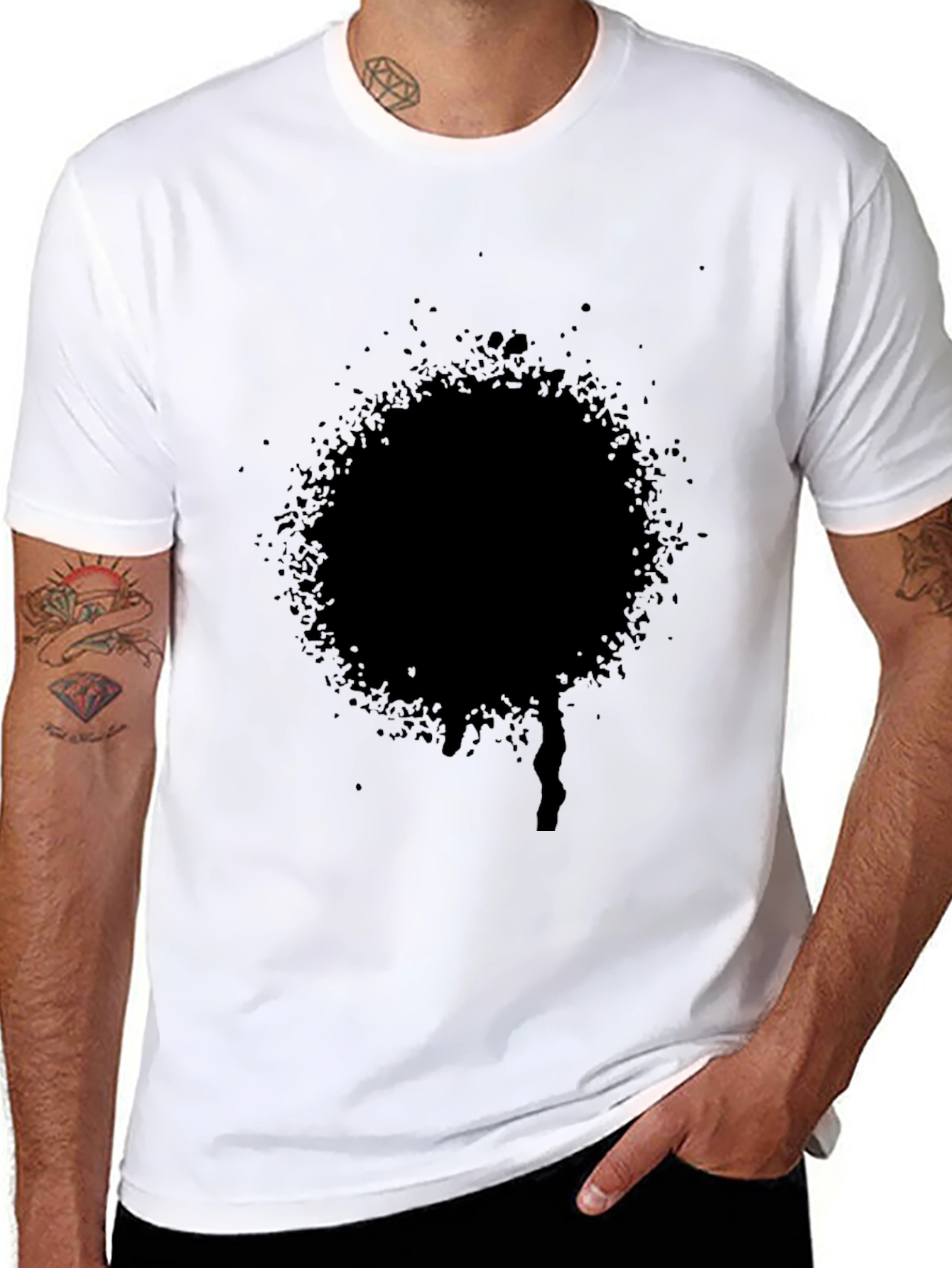 Modern Black T-Shirt with Abstract Circle Design