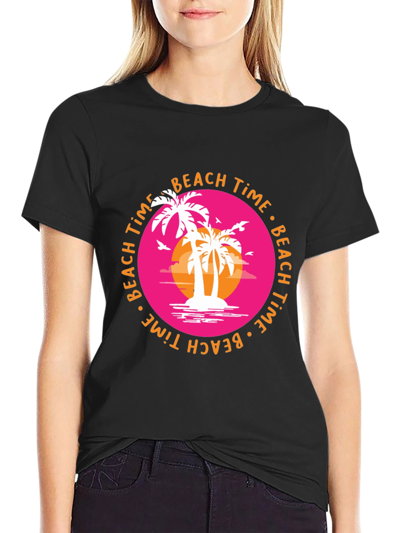 Beach Time Palm Tree Graphic Tee