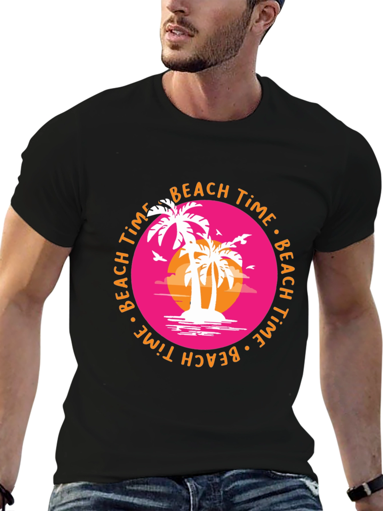 Beach Time Palm Tree Graphic Tee