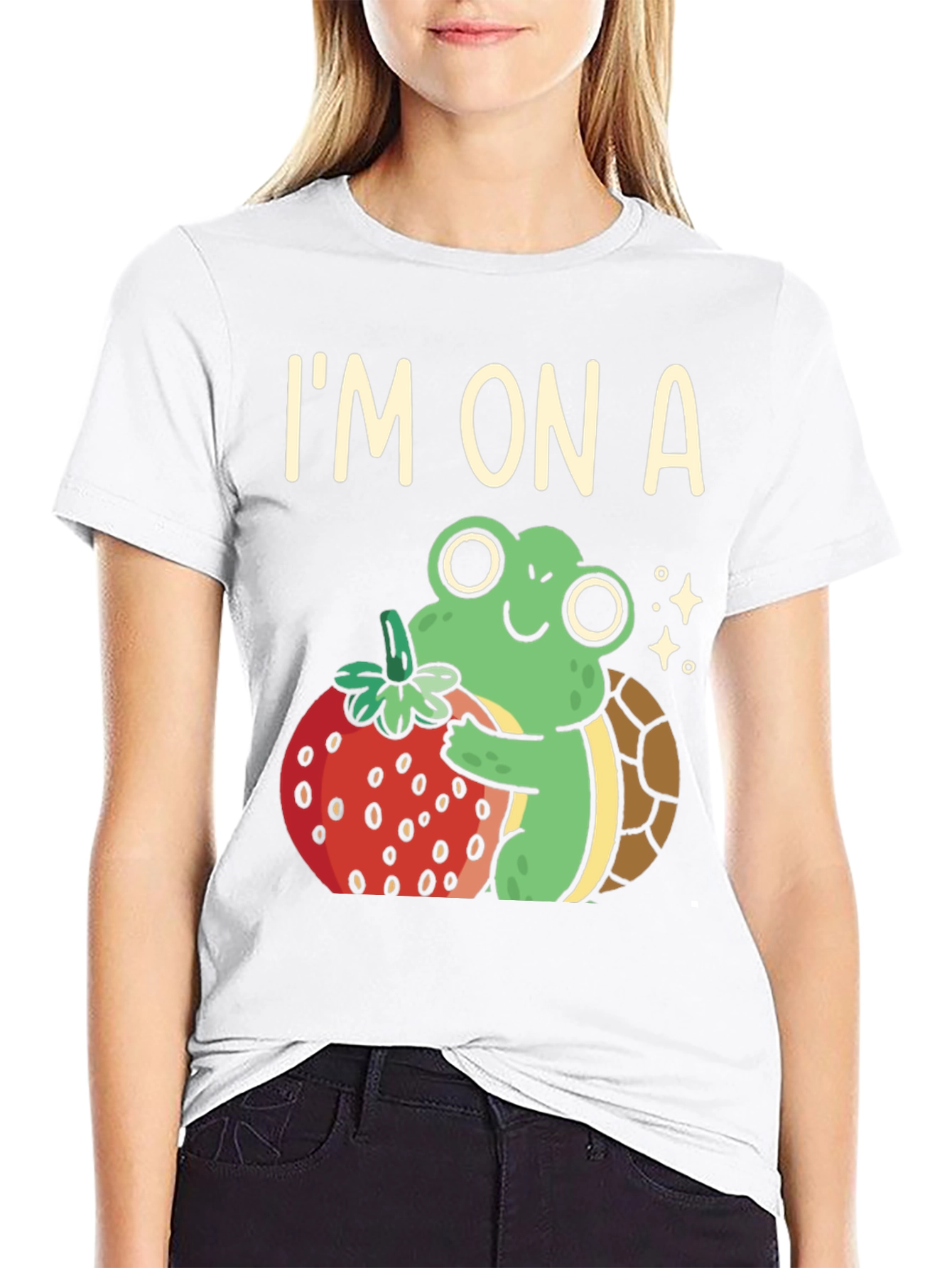 Im On A Turtle Frog & Strawberry Graphic Tee