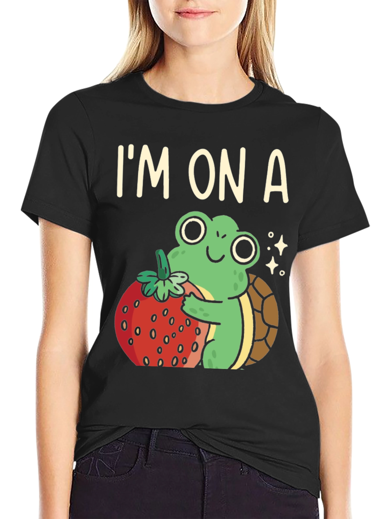Im On A Turtle Frog & Strawberry Graphic Tee