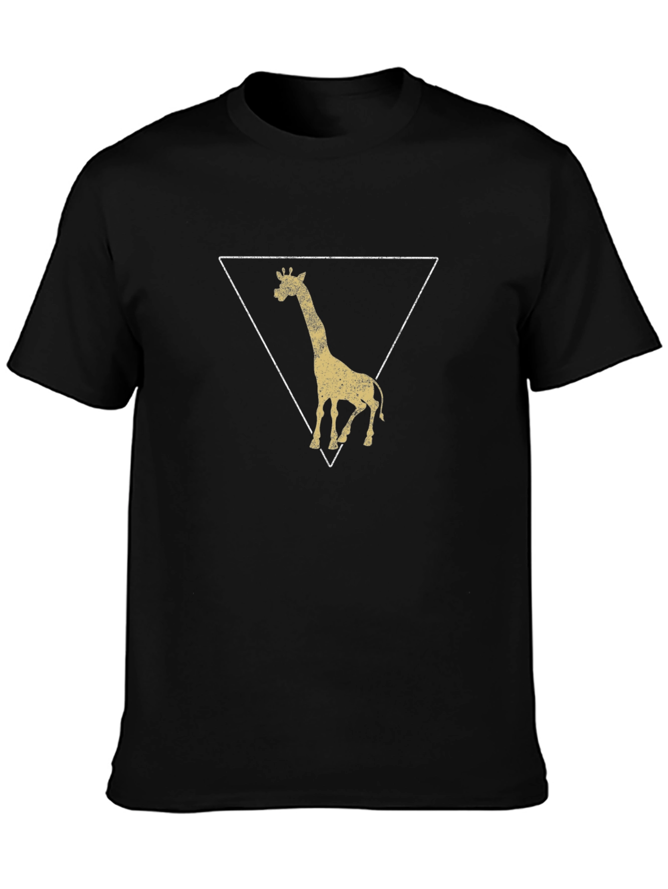 Giraffe Triangle Graphic Tee - Black Cotton T-Shirt
