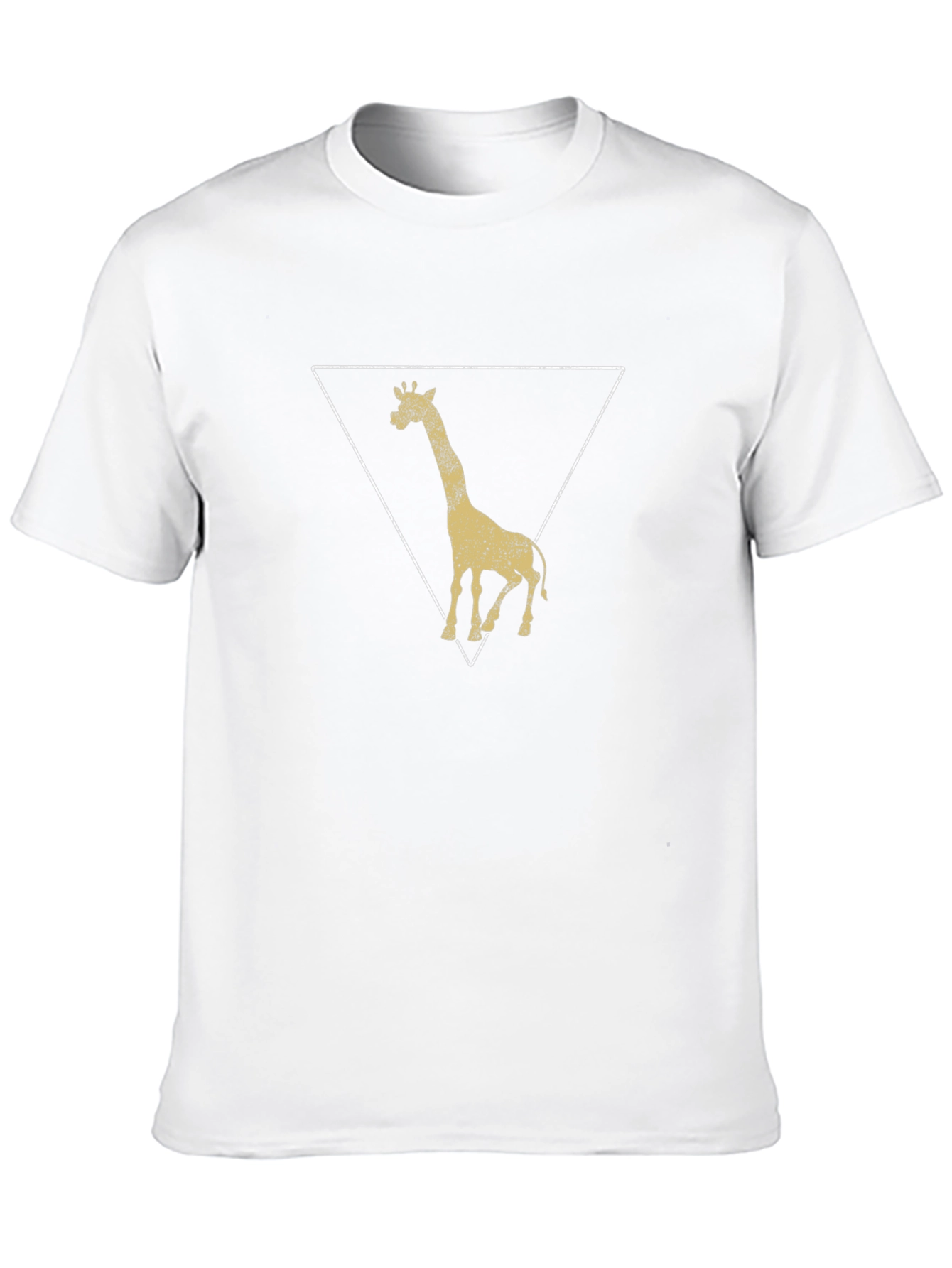 Giraffe Triangle Graphic Tee - Black Cotton T-Shirt