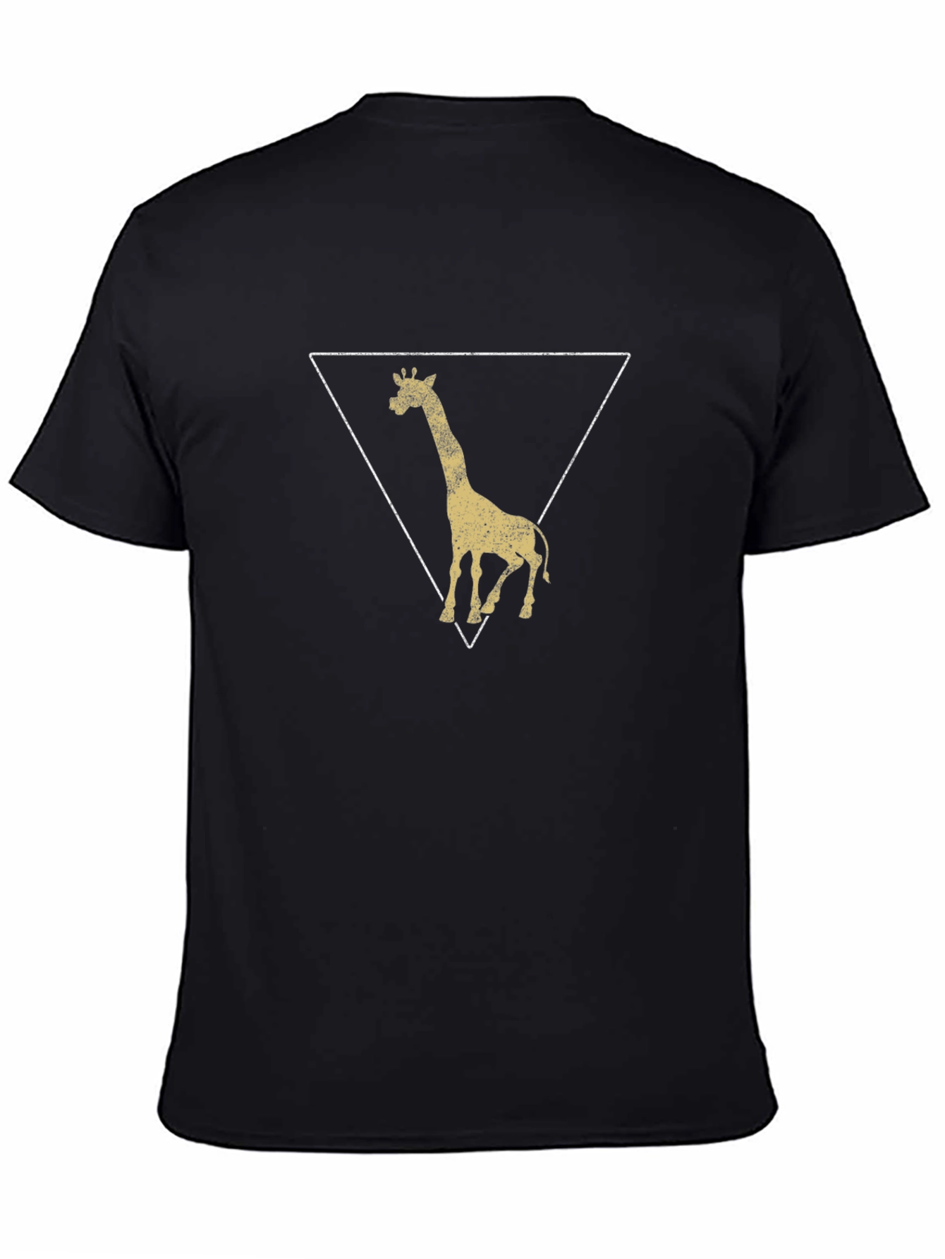 Giraffe Triangle Graphic Tee - Black Cotton T-Shirt