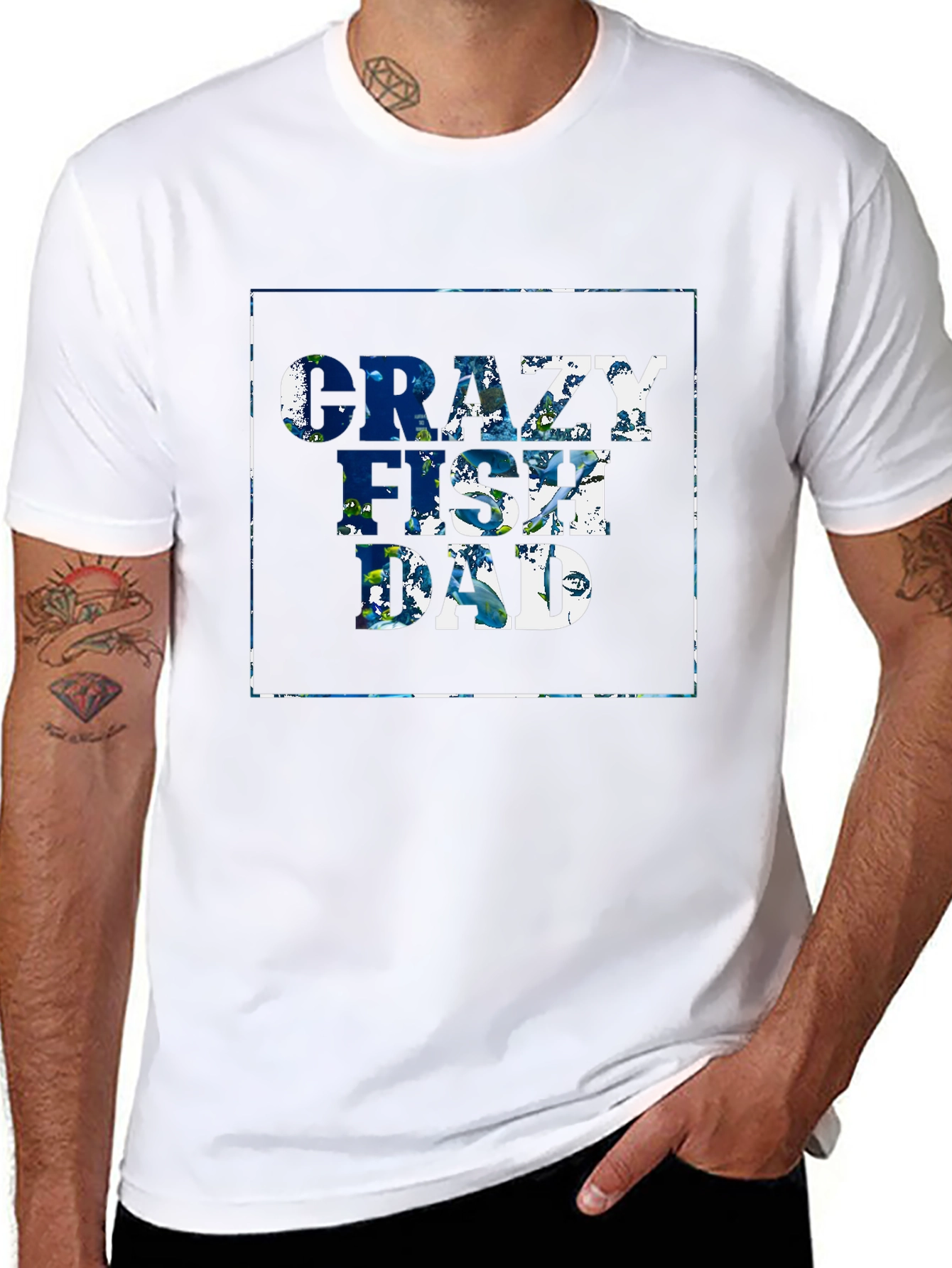 Crazy Fish Dad T-Shirt - Black