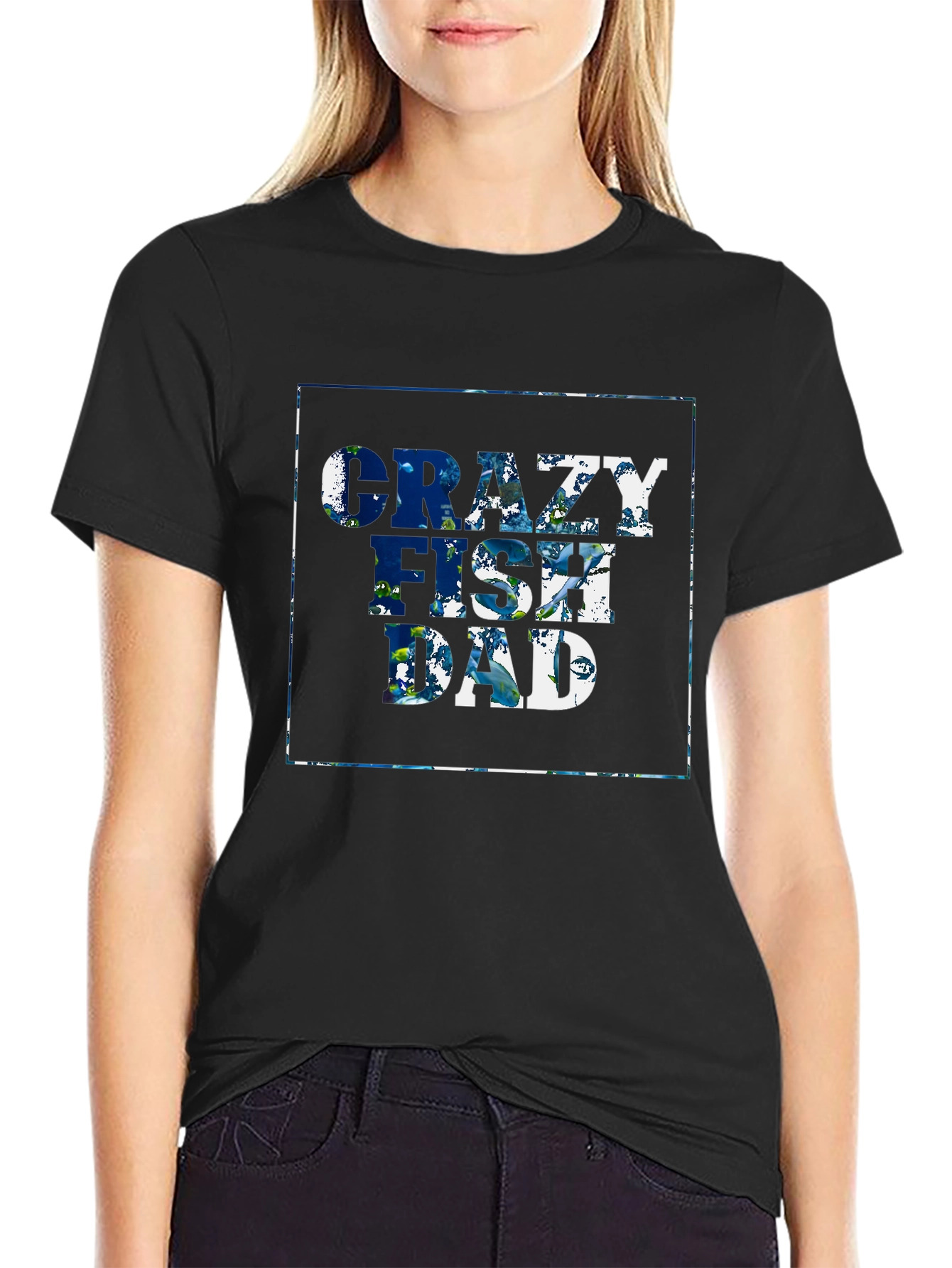 Crazy Fish Dad T-Shirt - Black