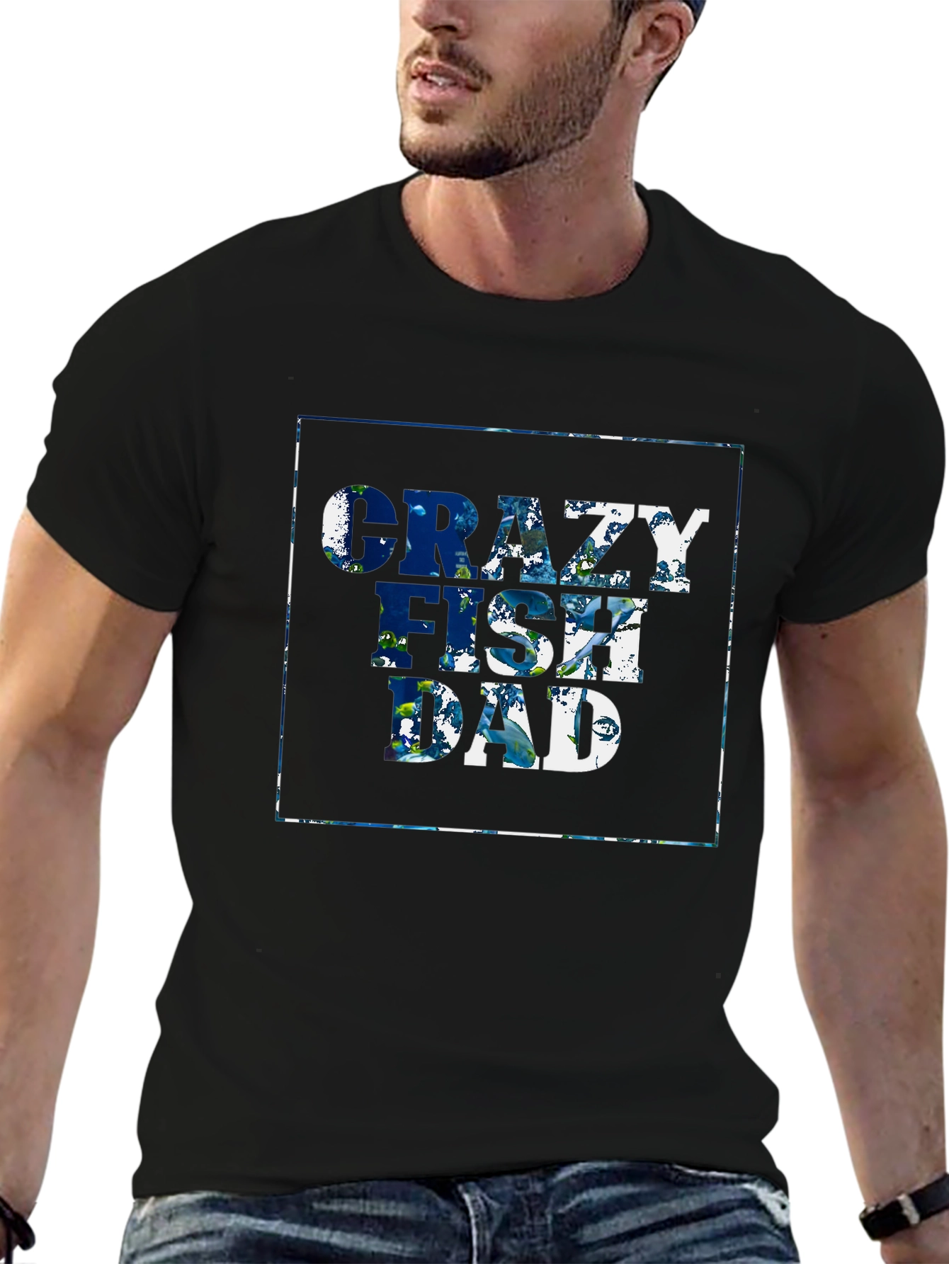 Crazy Fish Dad T-Shirt - Black