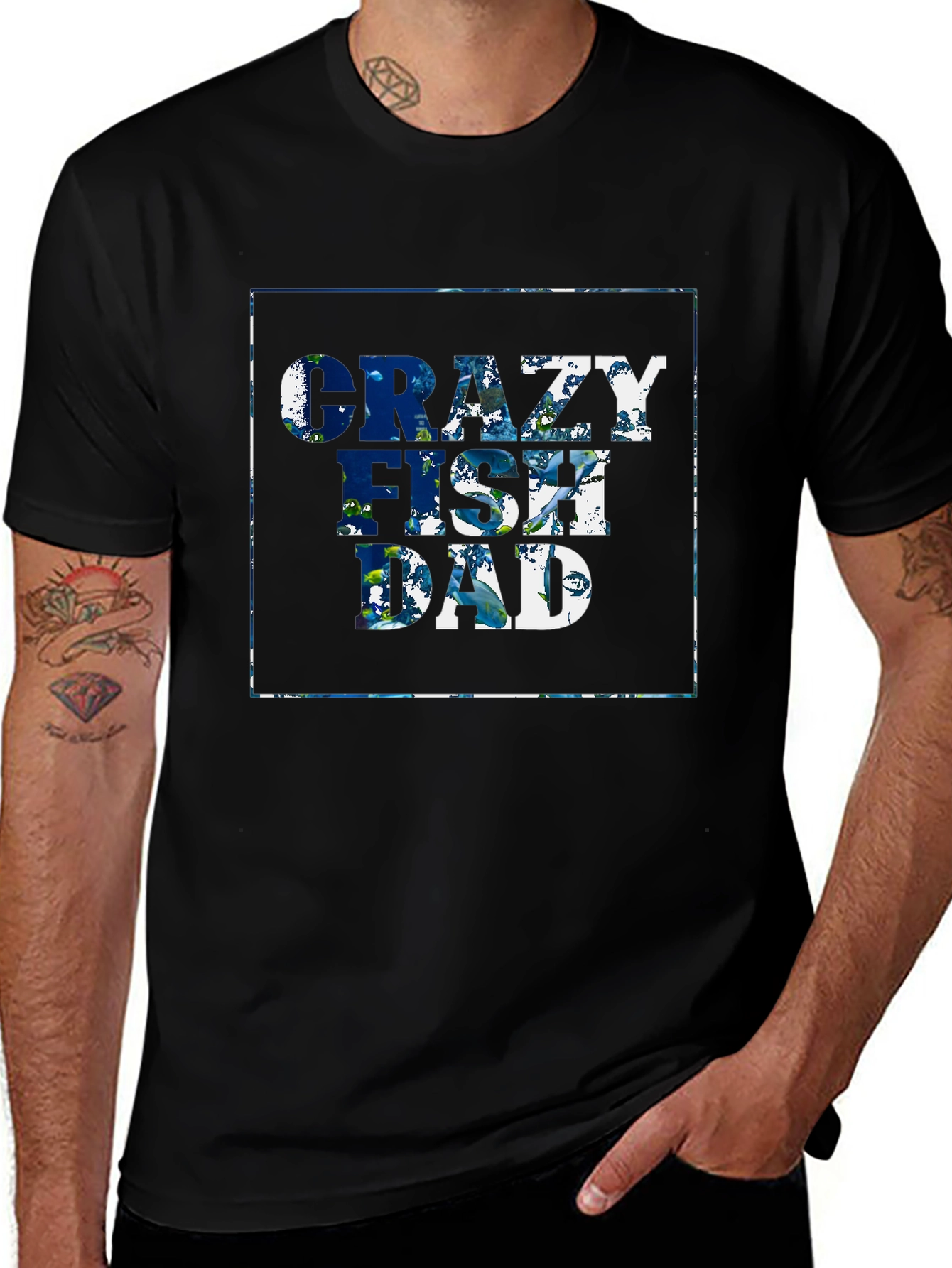 Crazy Fish Dad T-Shirt - Black