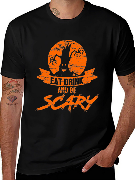 Eat Drink and Be Scary Halloween Graphic T-Shirt