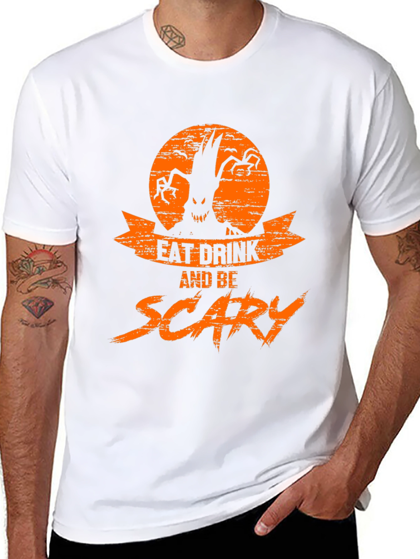 Eat Drink and Be Scary Halloween Graphic T-Shirt