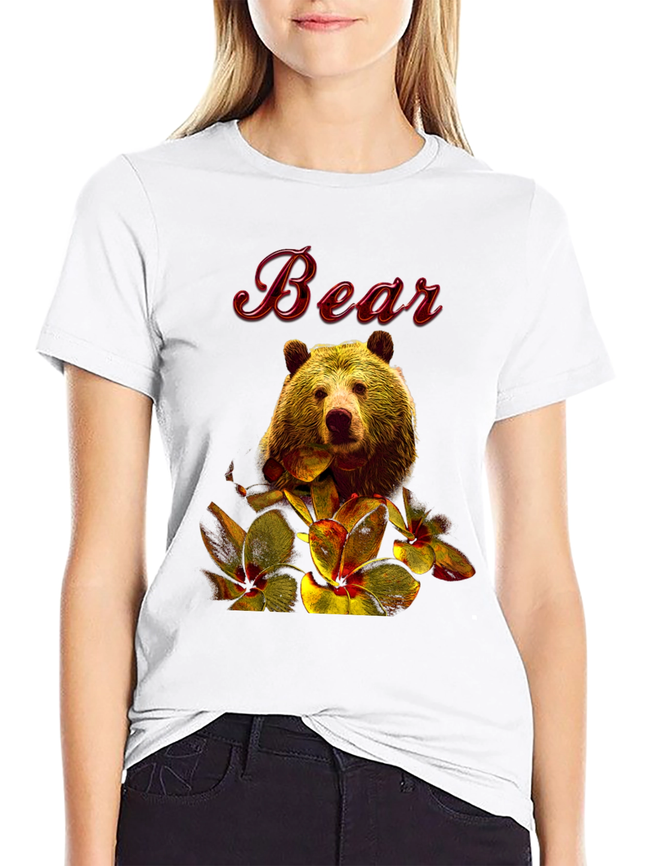 Bear Floral Graphic T-Shirt