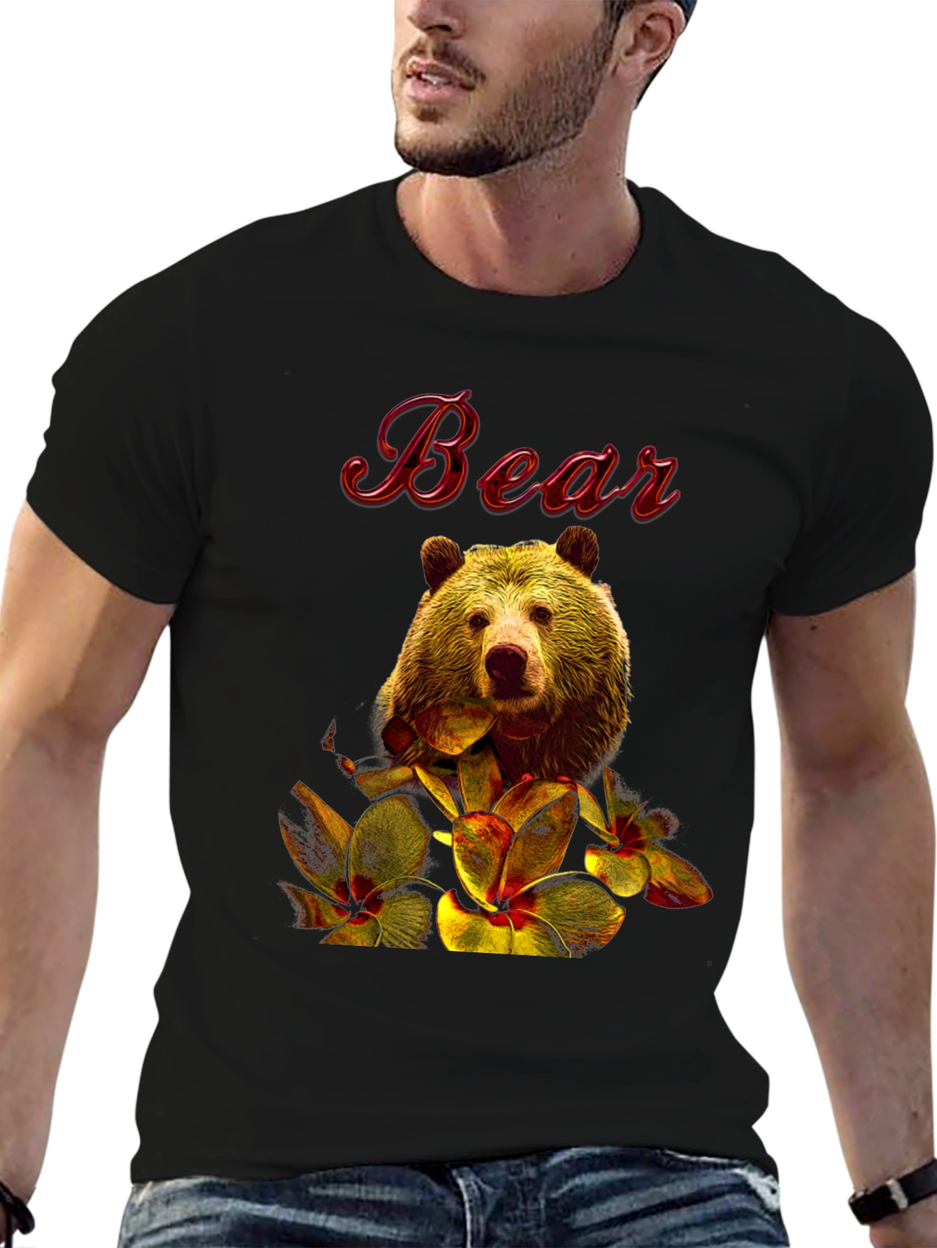 Bear Floral Graphic T-Shirt