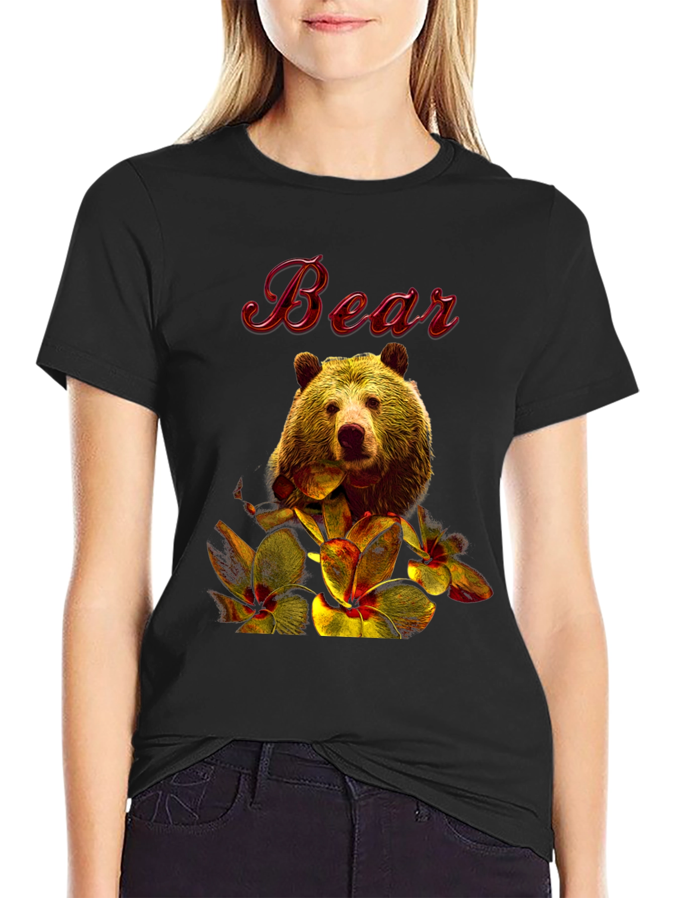 Bear Floral Graphic T-Shirt
