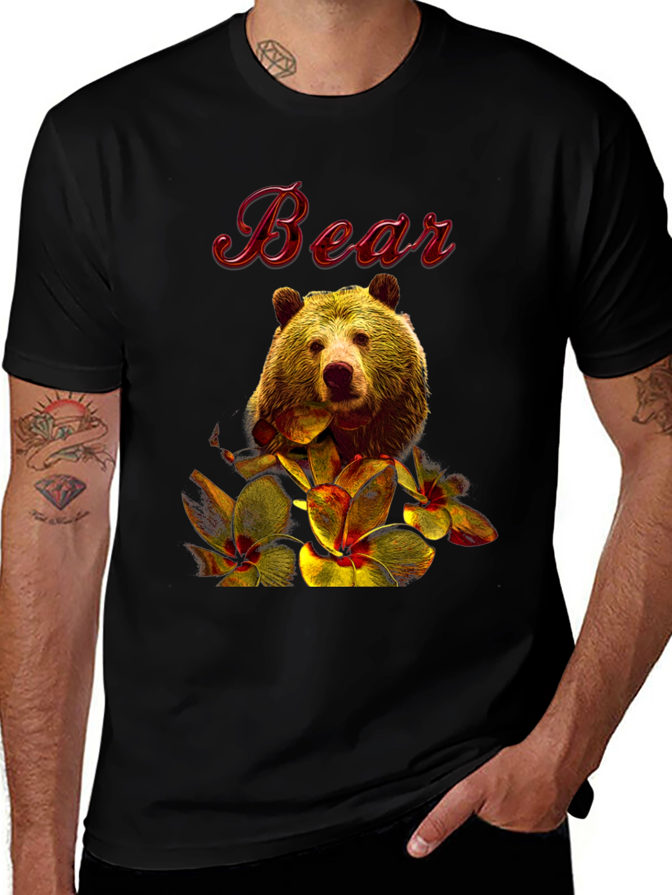 Bear Floral Graphic T-Shirt