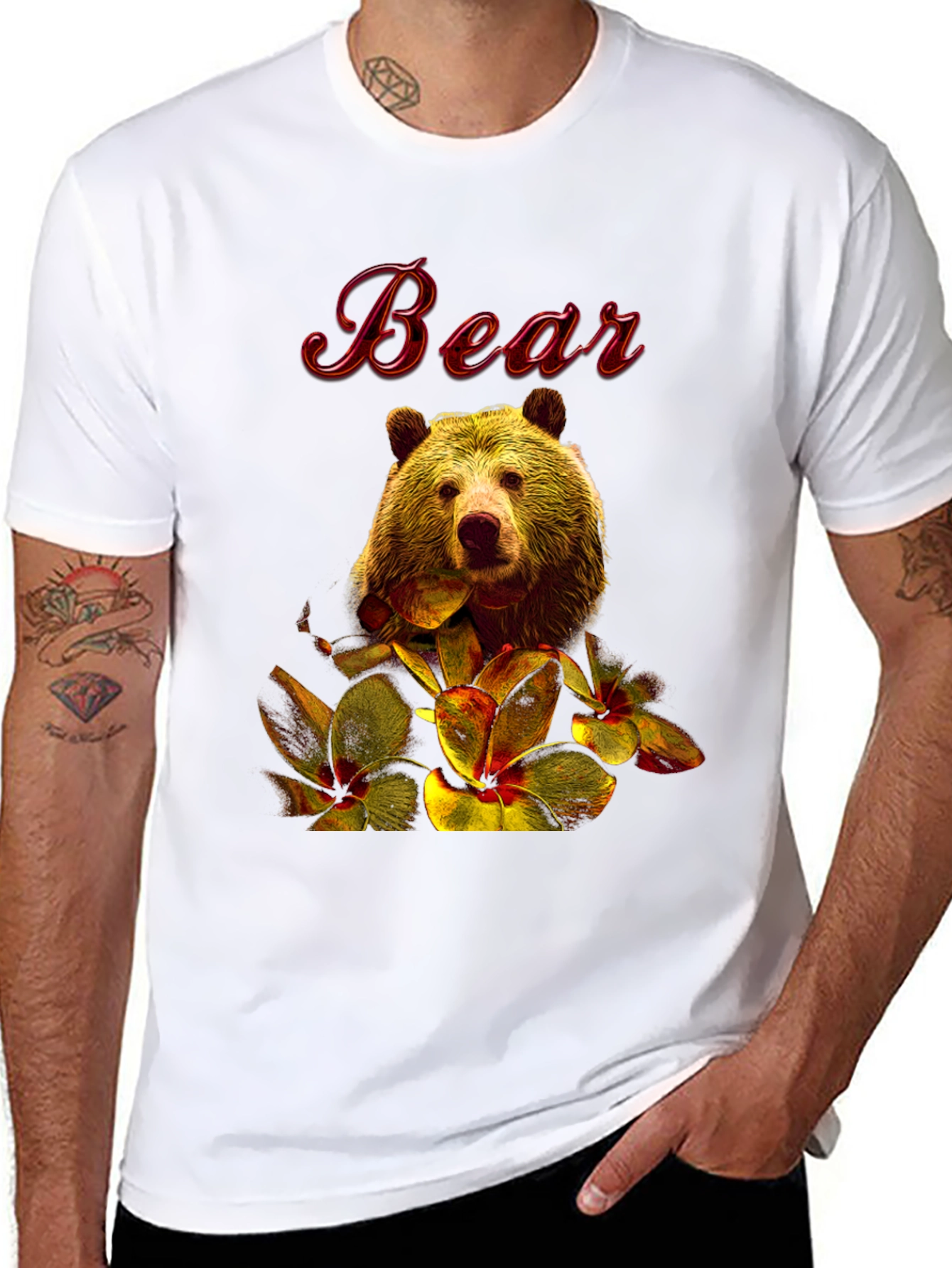 Bear Floral Graphic T-Shirt
