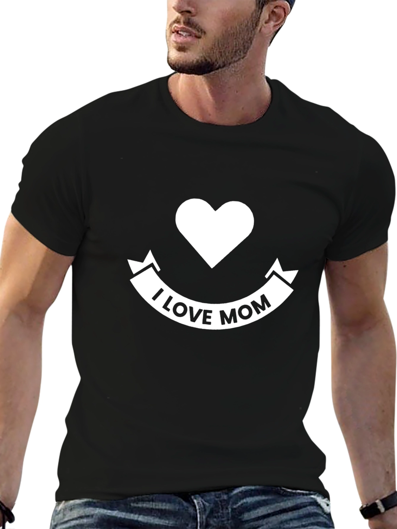 I Love Mom T-Shirt - Black Heart Design