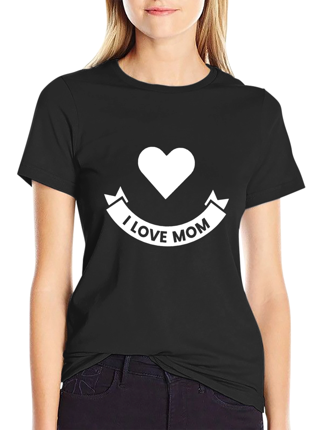 I Love Mom T-Shirt - Black Heart Design