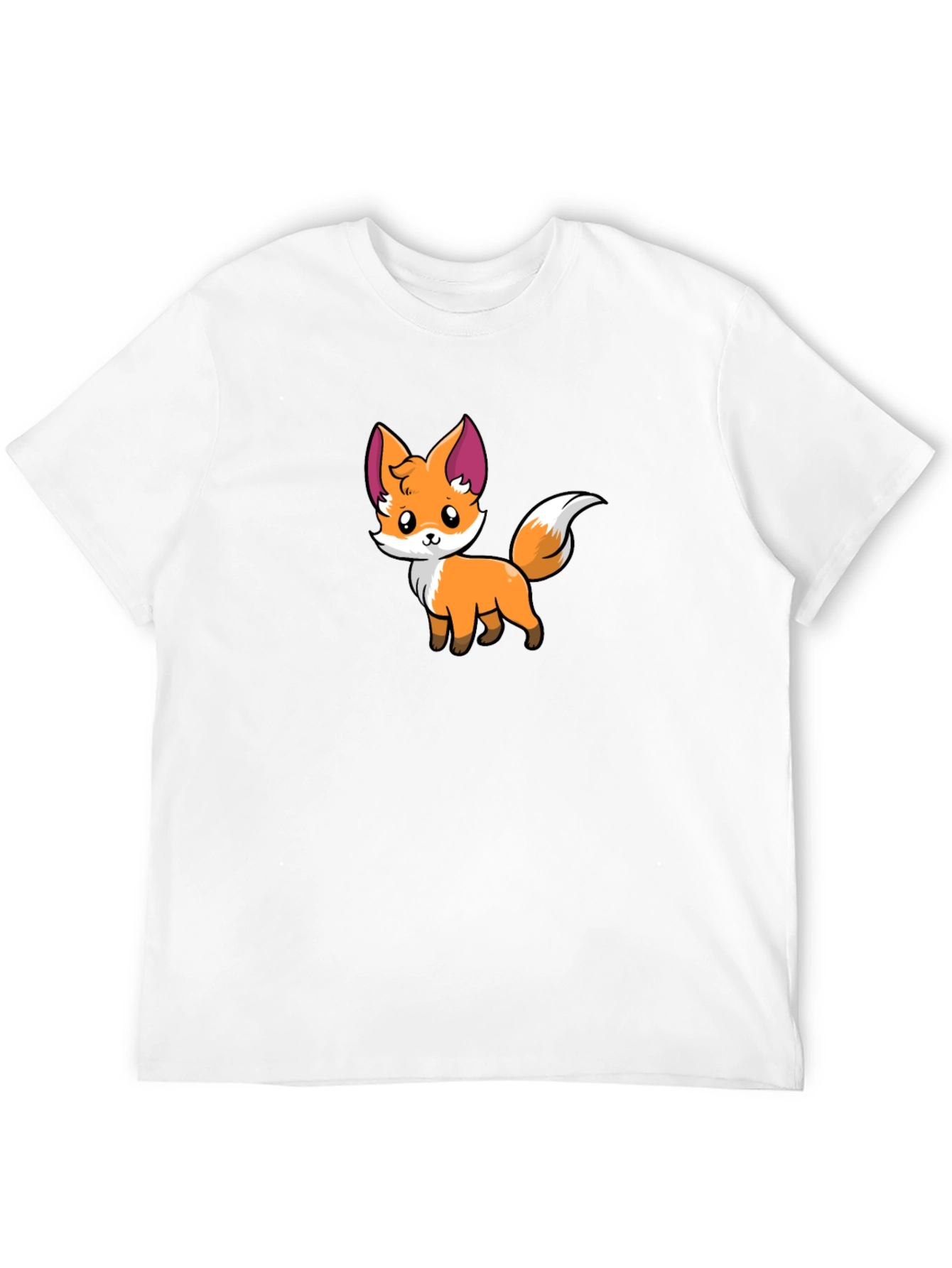 Cute Cartoon Fox Graphic Black T-Shirt
