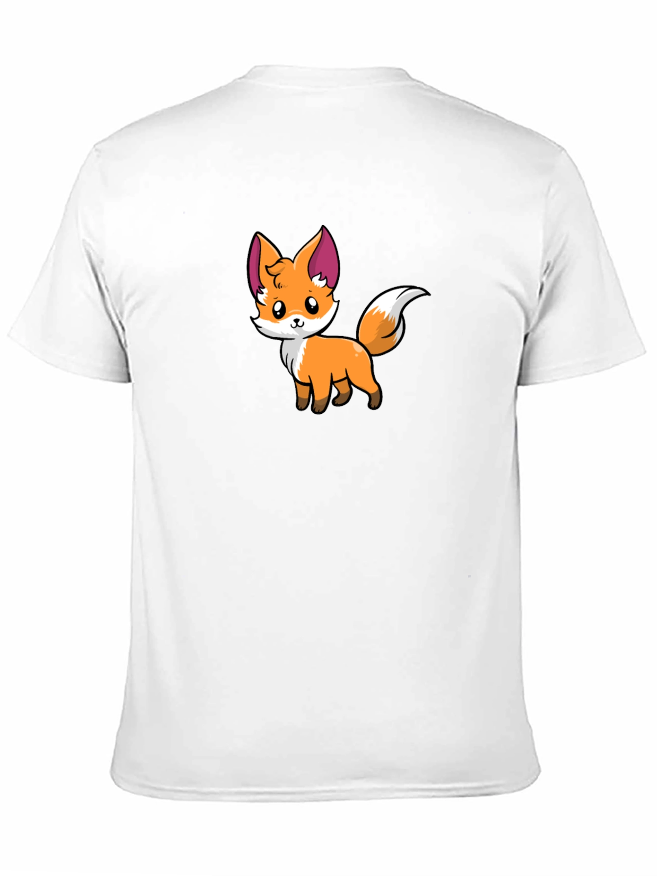 Cute Cartoon Fox Graphic Black T-Shirt