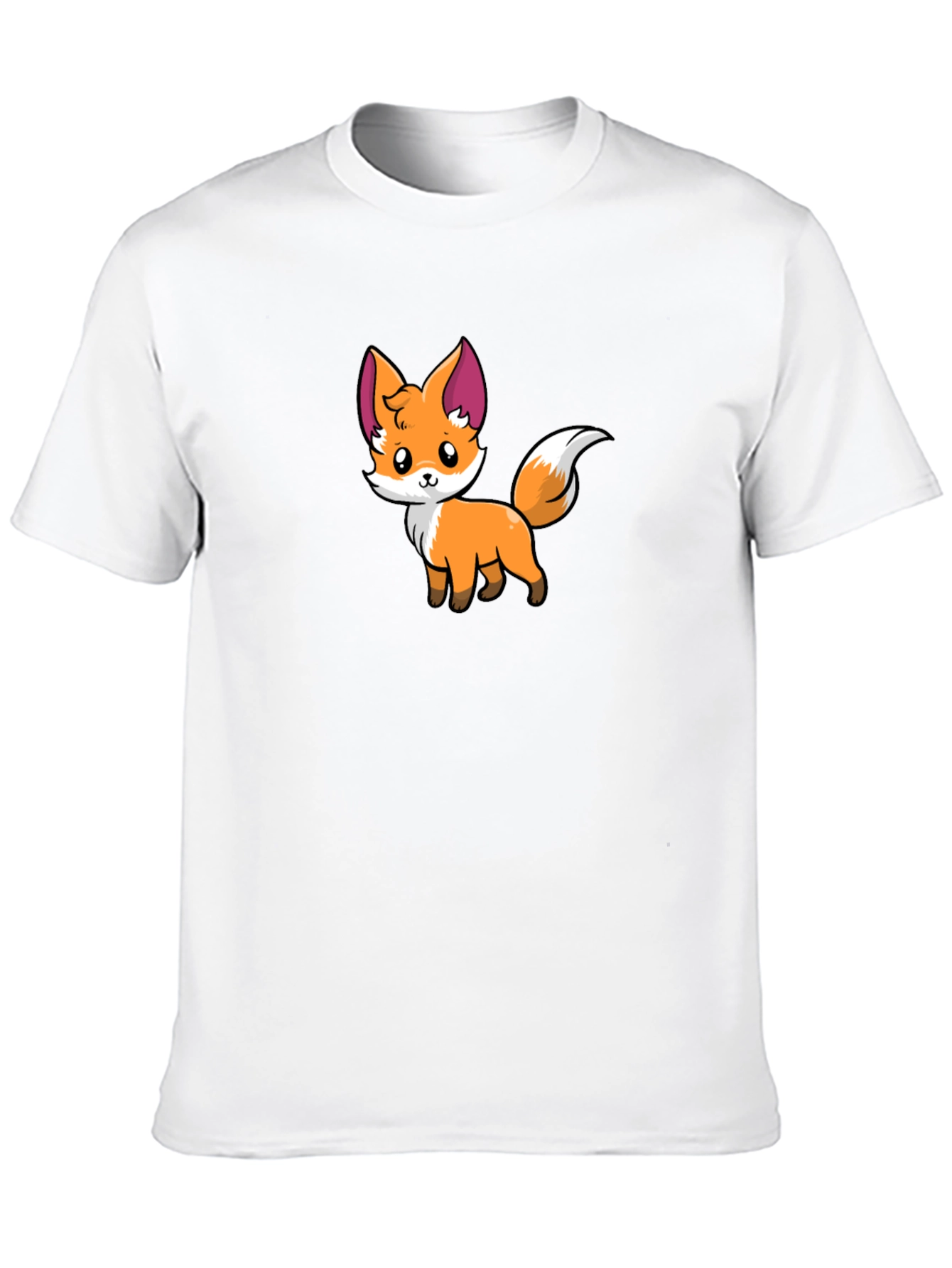 Cute Cartoon Fox Graphic Black T-Shirt
