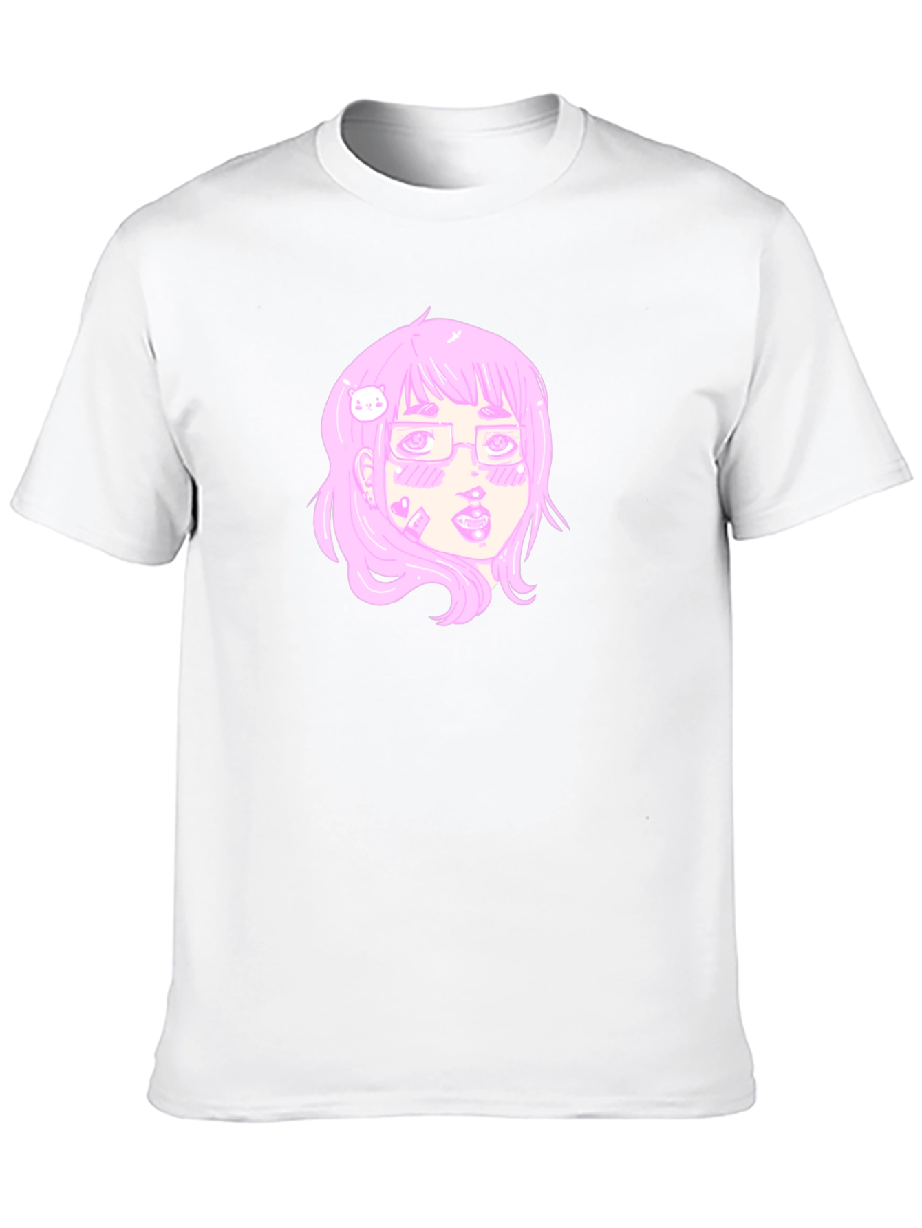 Anime Girl Graphic Tee - Black Cotton T-Shirt
