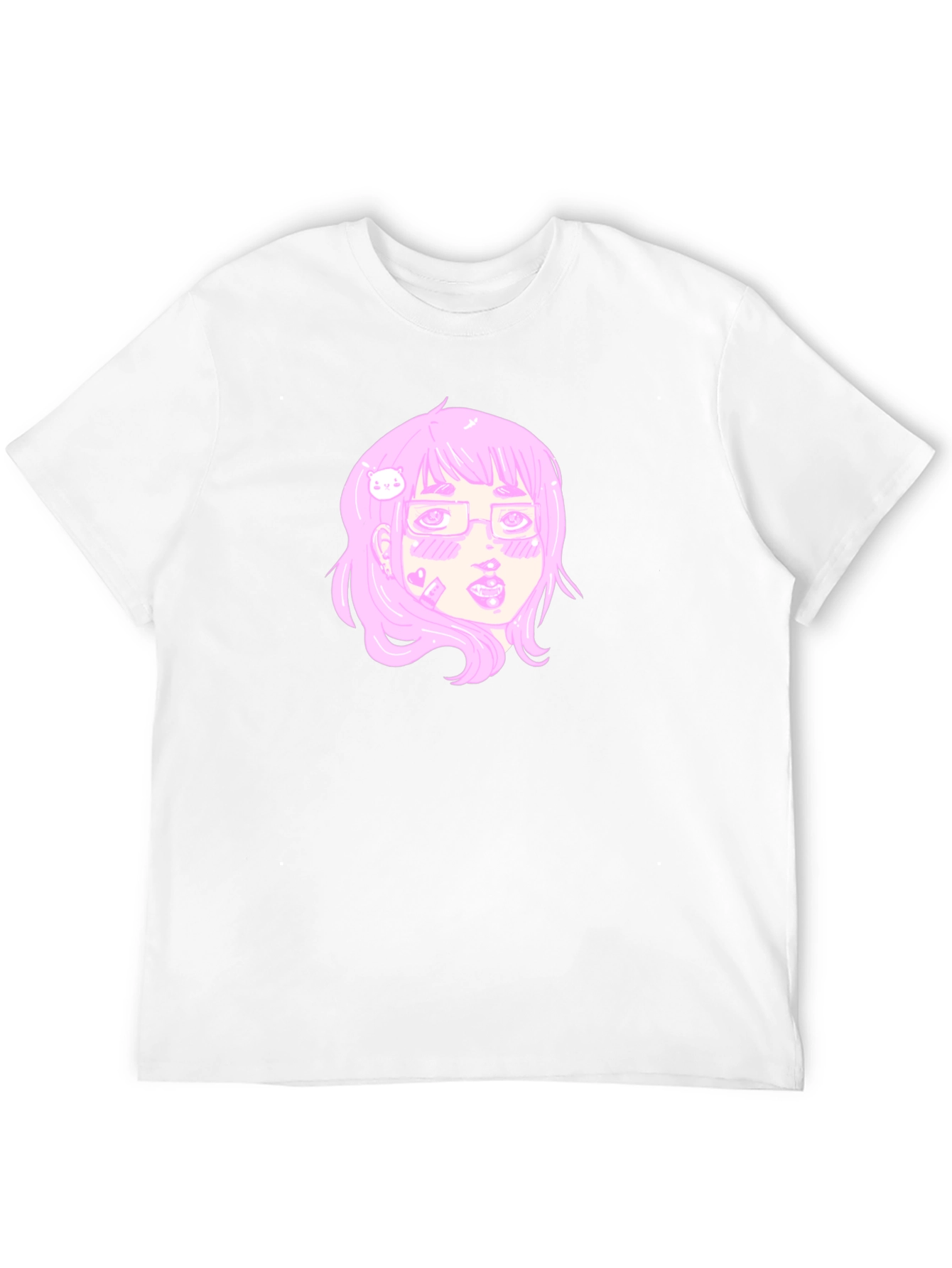 Anime Girl Graphic Tee - Black Cotton T-Shirt