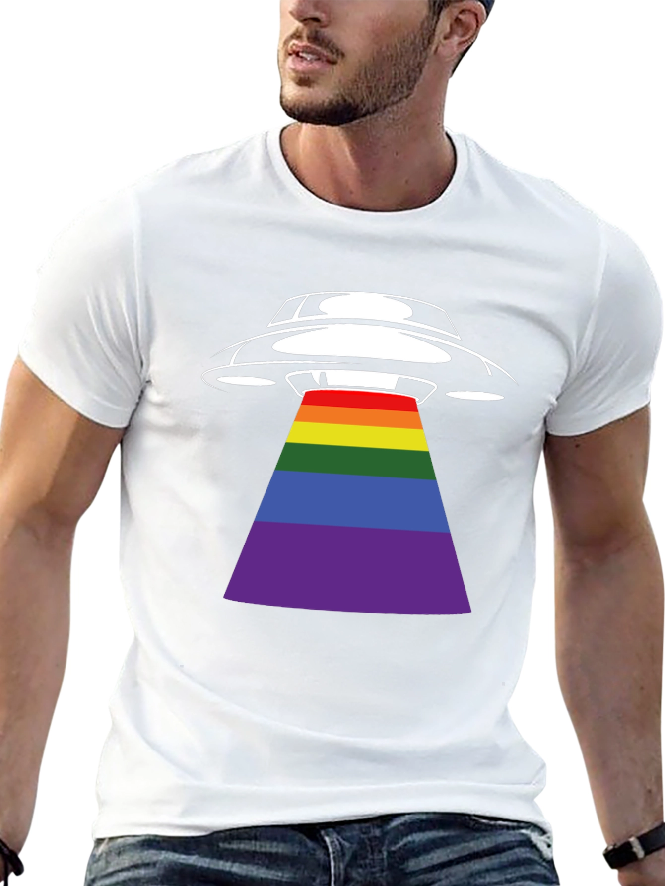 UFO Rainbow Beam Graphic T-Shirt