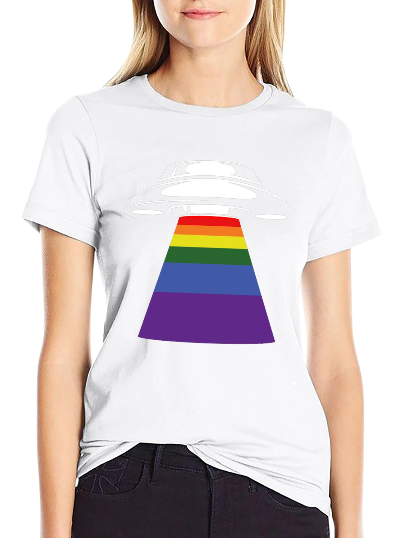 UFO Rainbow Beam Graphic T-Shirt