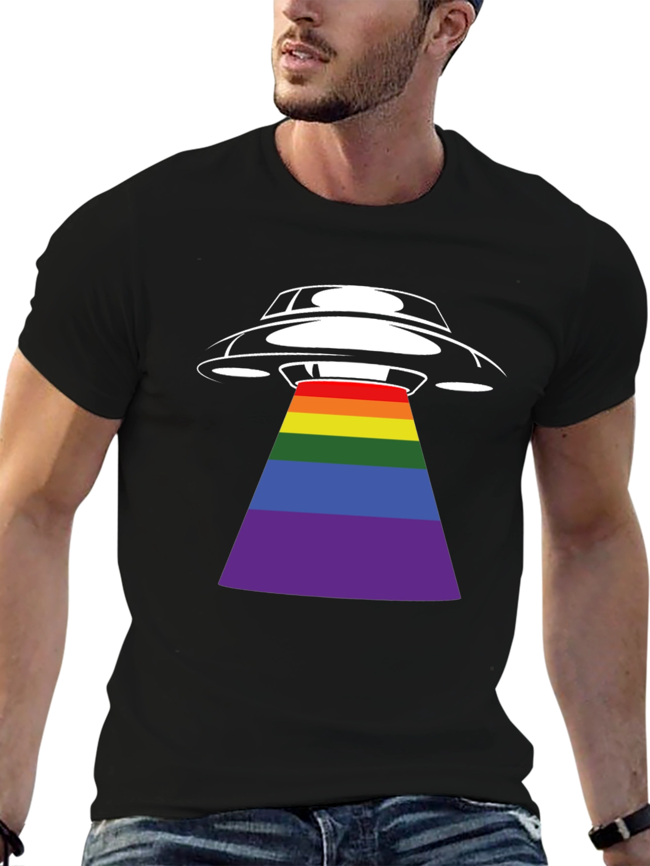 UFO Rainbow Beam Graphic T-Shirt