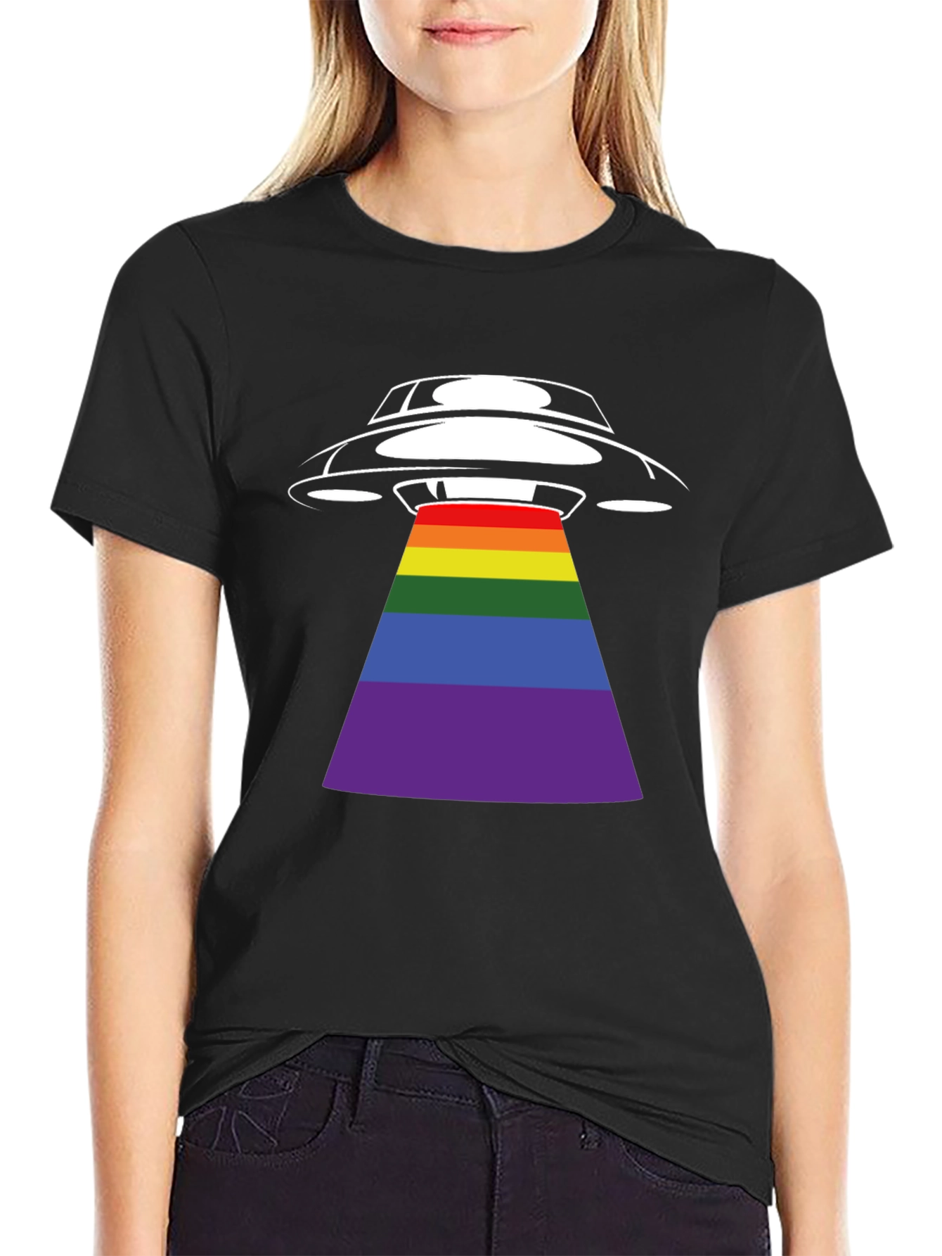 UFO Rainbow Beam Graphic T-Shirt