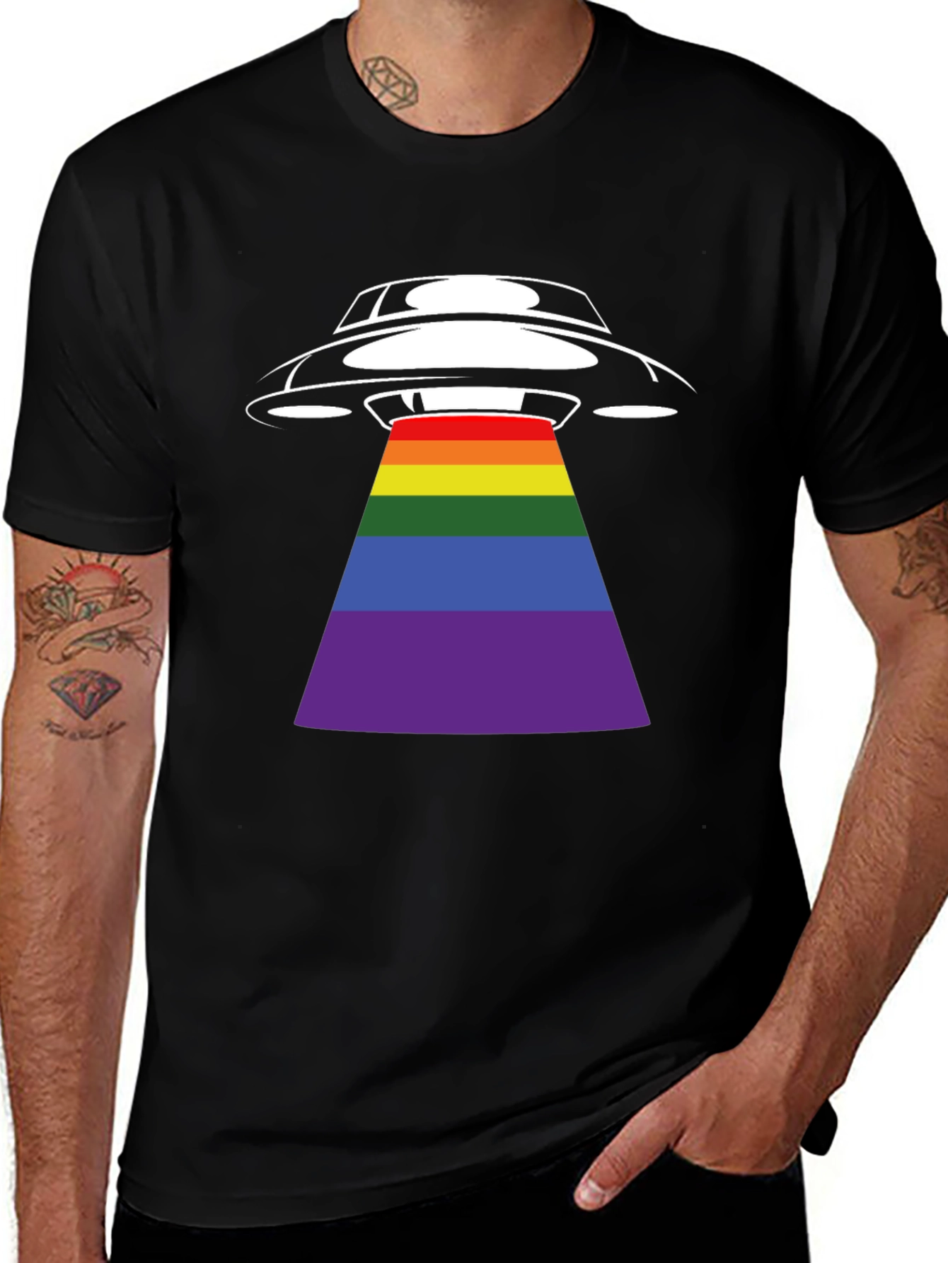 UFO Rainbow Beam Graphic T-Shirt