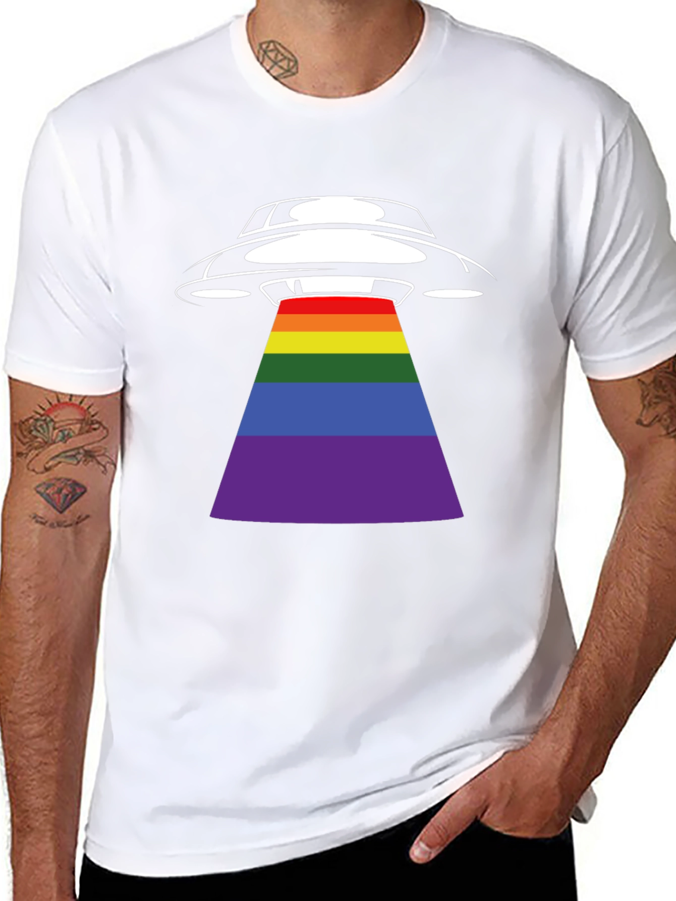 UFO Rainbow Beam Graphic T-Shirt