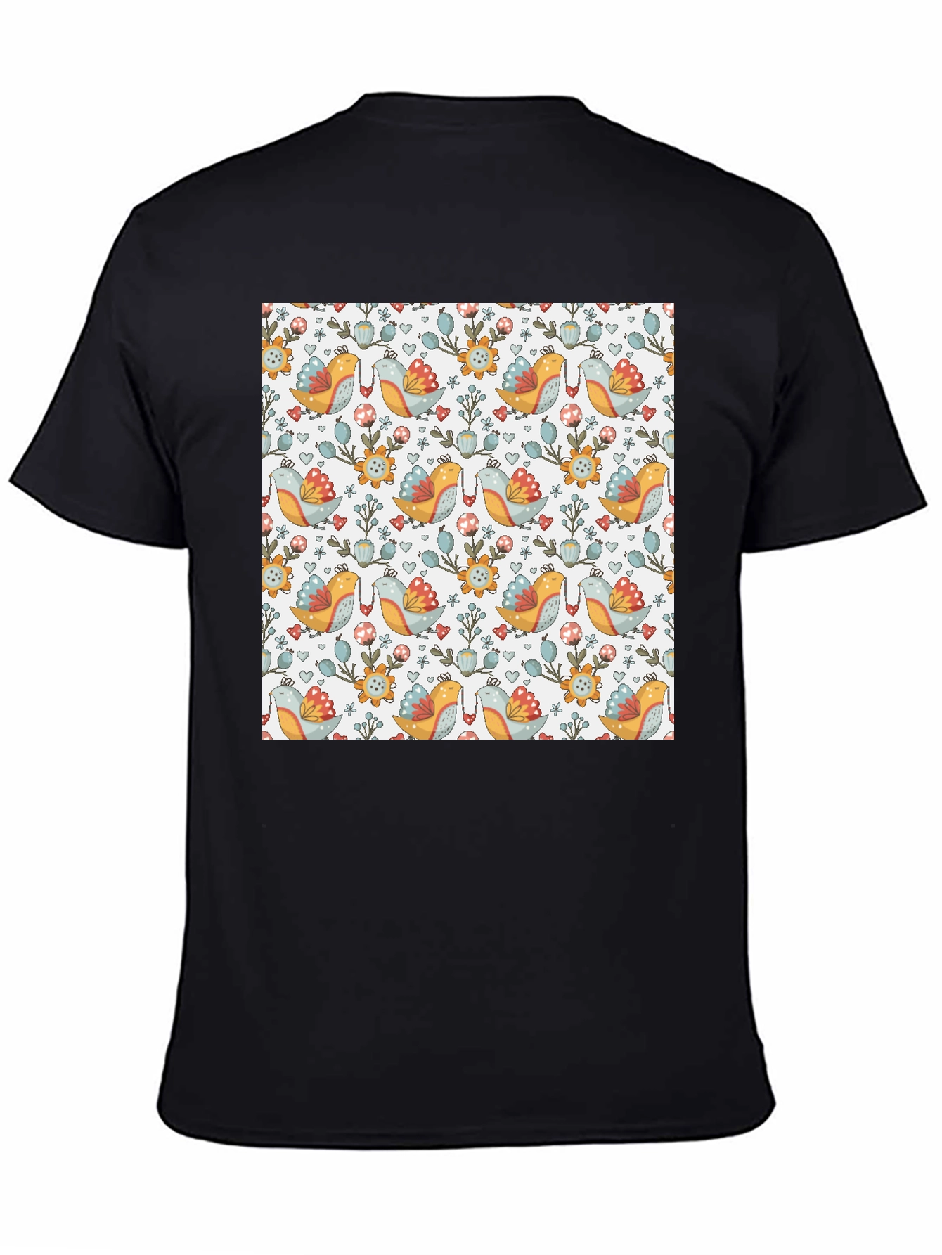 Bird & Floral Patterned T-Shirt