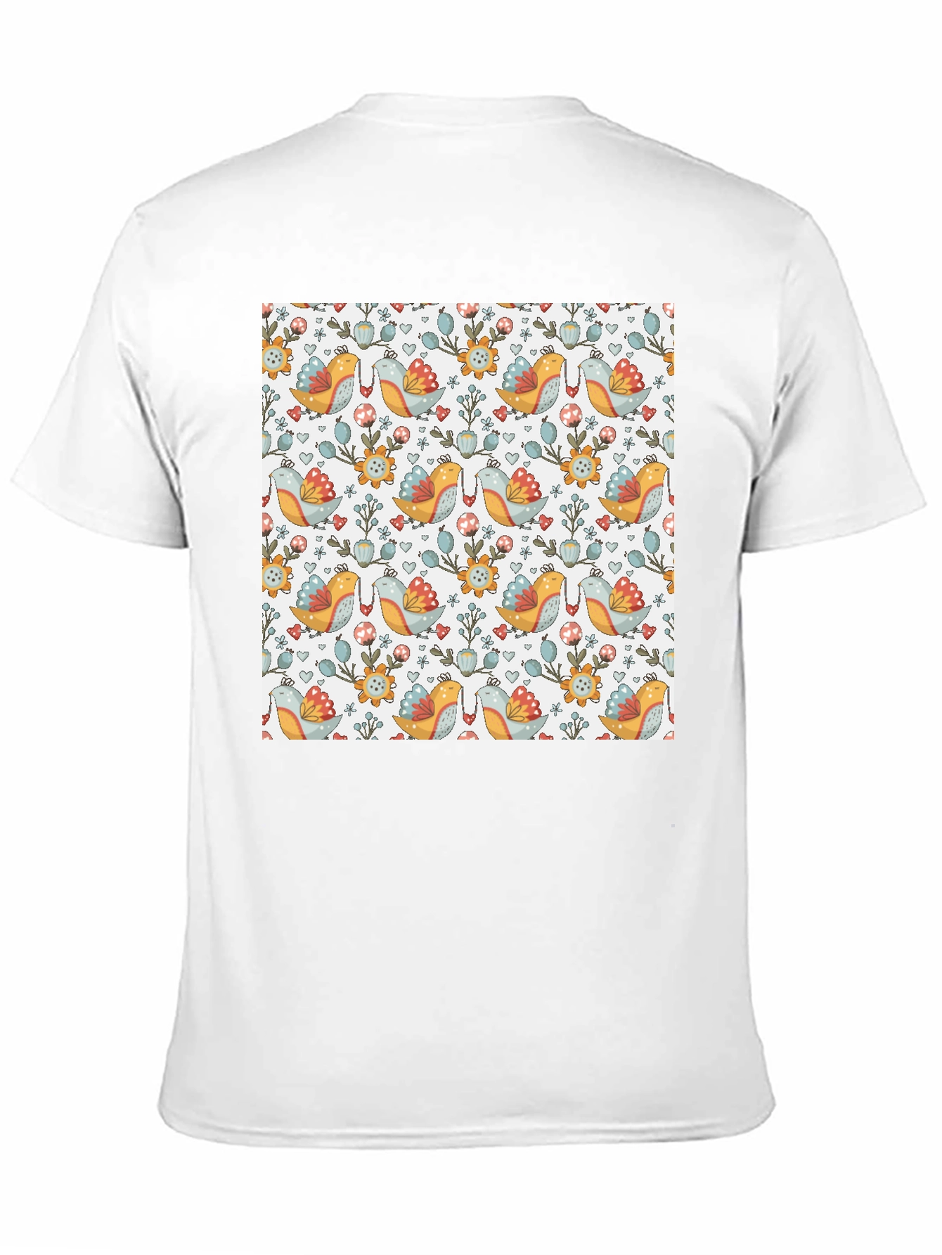 Bird & Floral Patterned T-Shirt