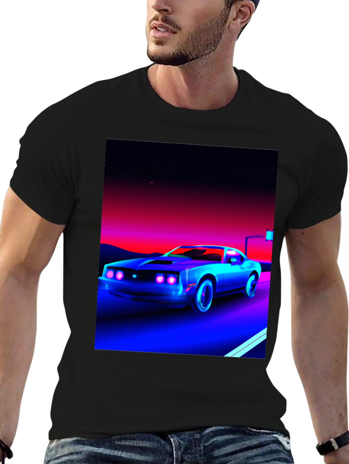 Retro Car Graphic Tee - Black