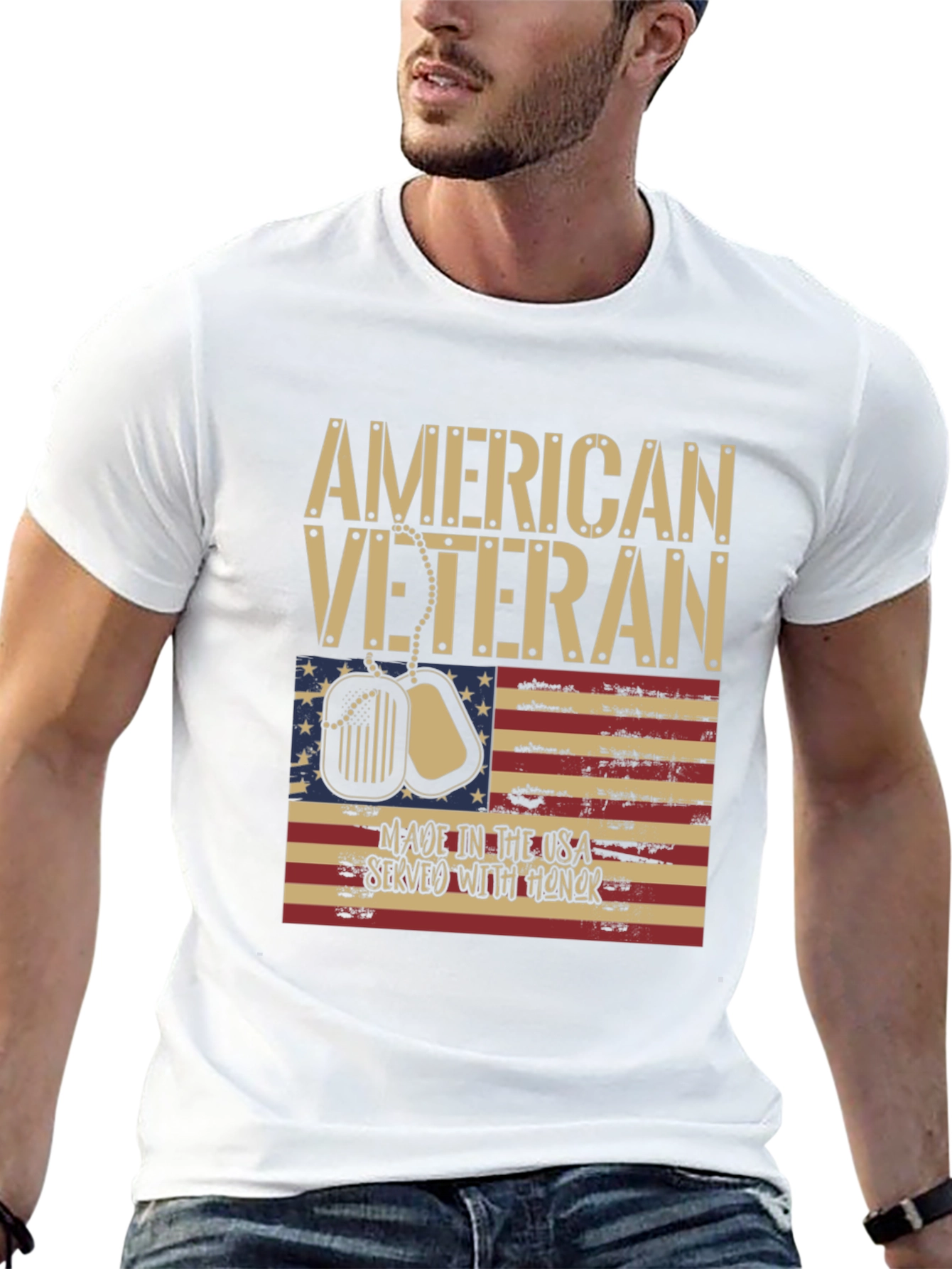 American Veteran T-Shirt - USA Flag Design
