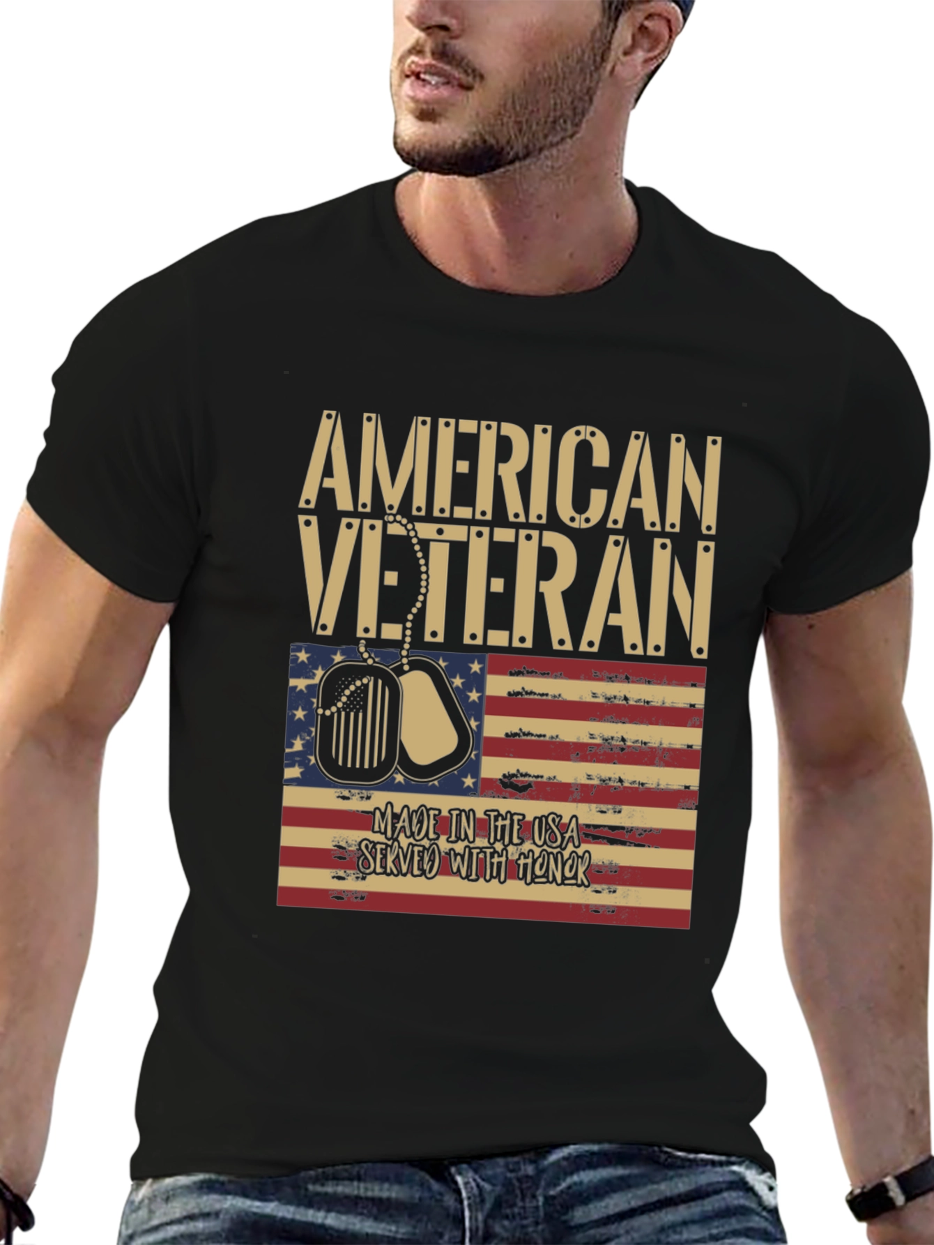 American Veteran T-Shirt - USA Flag Design