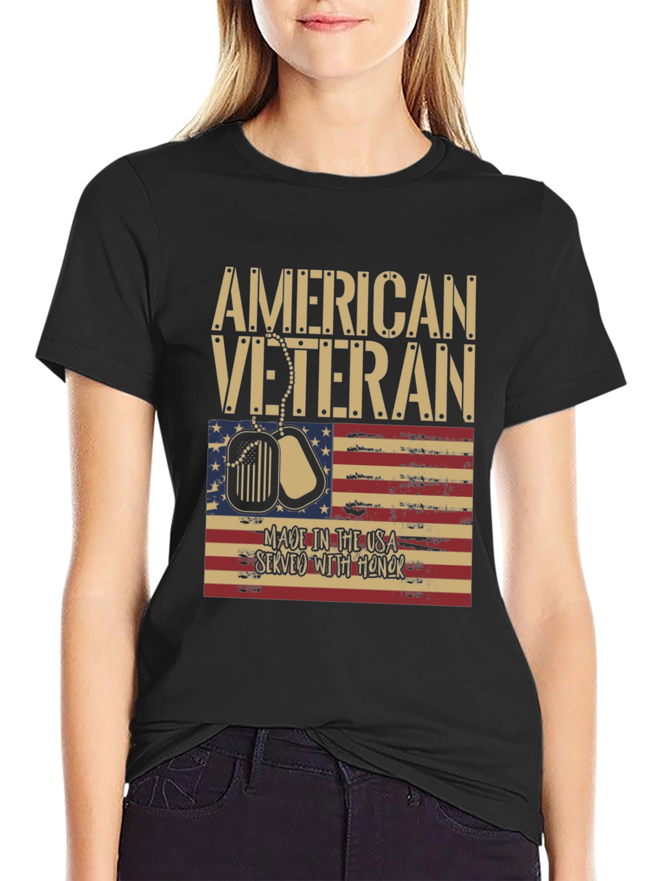 American Veteran T-Shirt - USA Flag Design