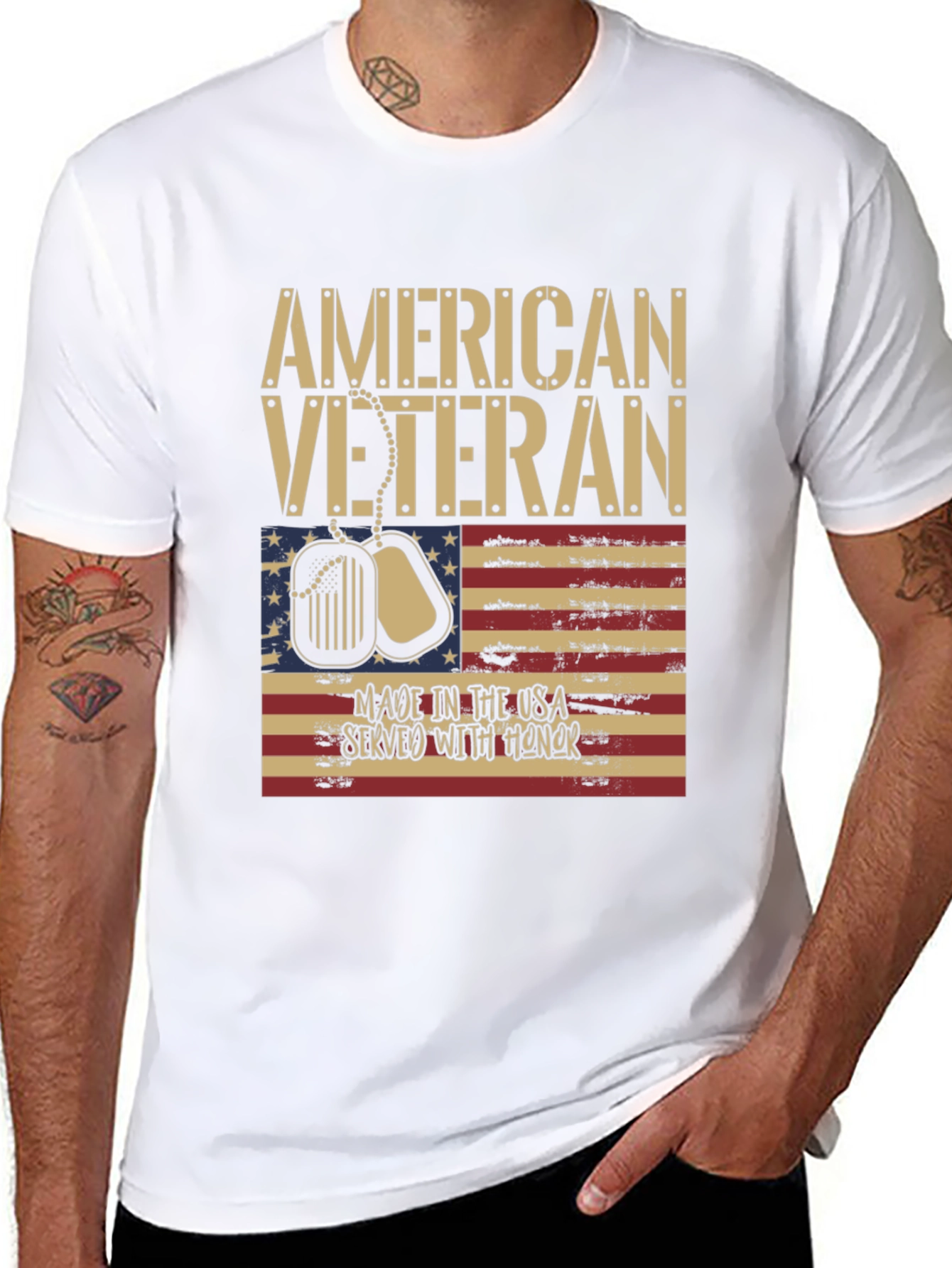 American Veteran T-Shirt - USA Flag Design