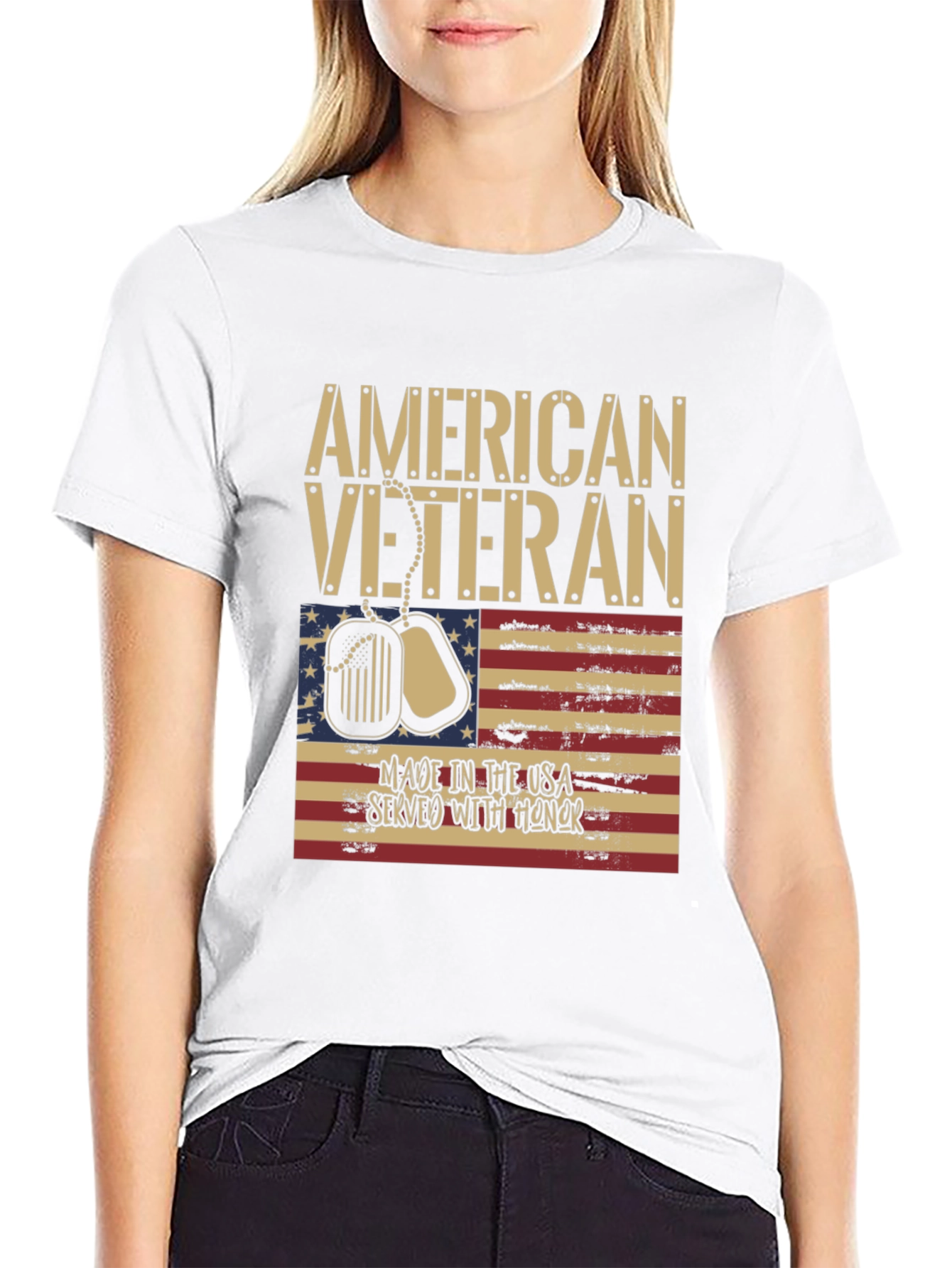American Veteran T-Shirt - USA Flag Design