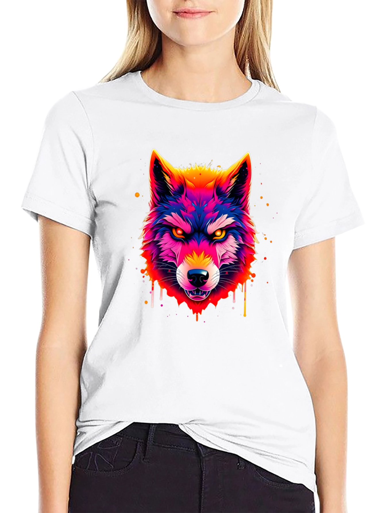 Vivid Wolf Graphic Tee - Mens Black T-Shirt