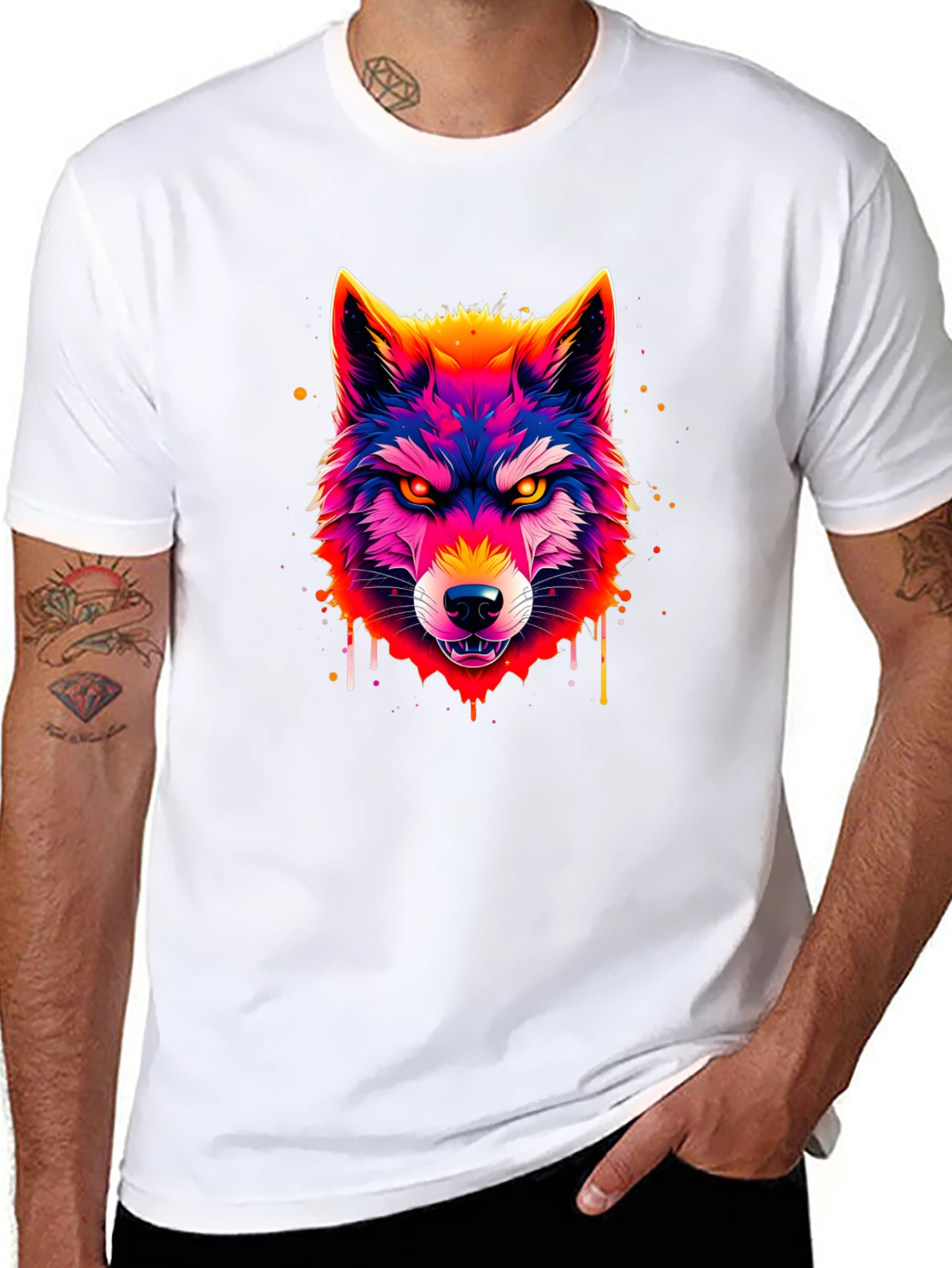 Vivid Wolf Graphic Tee - Mens Black T-Shirt