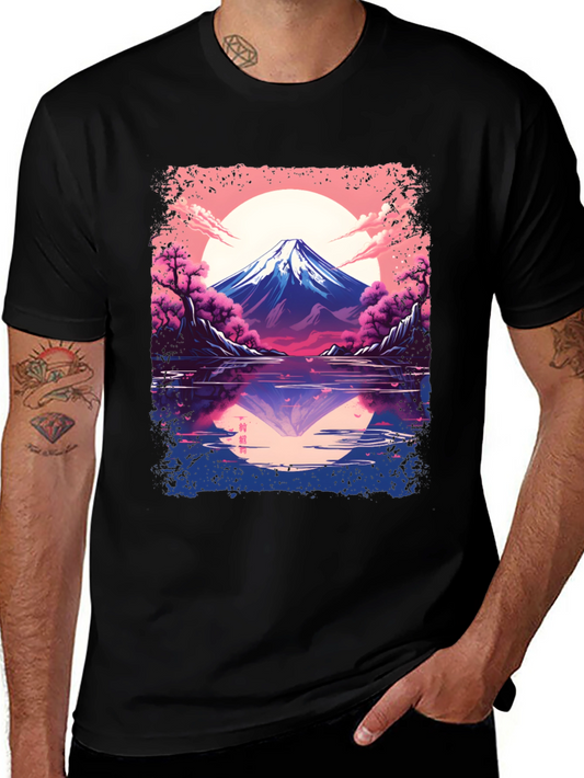 Mount Fuji Reflection Graphic Tee - Black