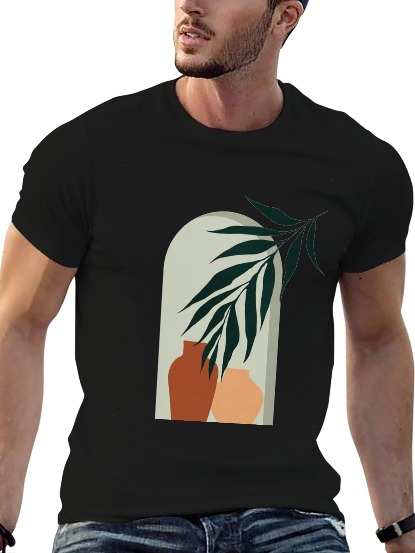 Vase Art Graphic Tee - Modern Casual Style