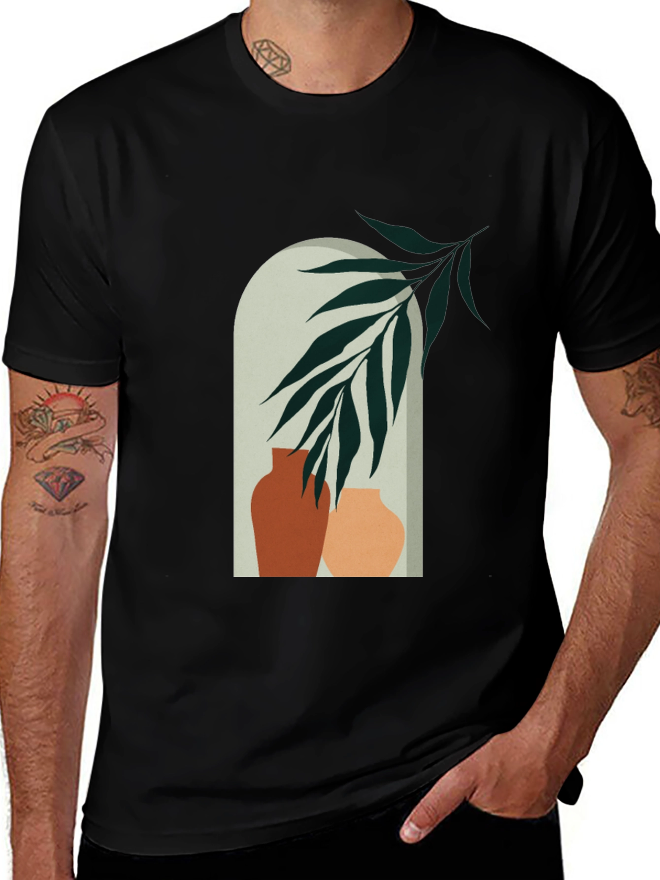 Vase Art Graphic Tee - Modern Casual Style