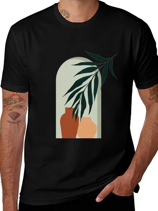 Vase Art Graphic Tee - Modern Casual Style