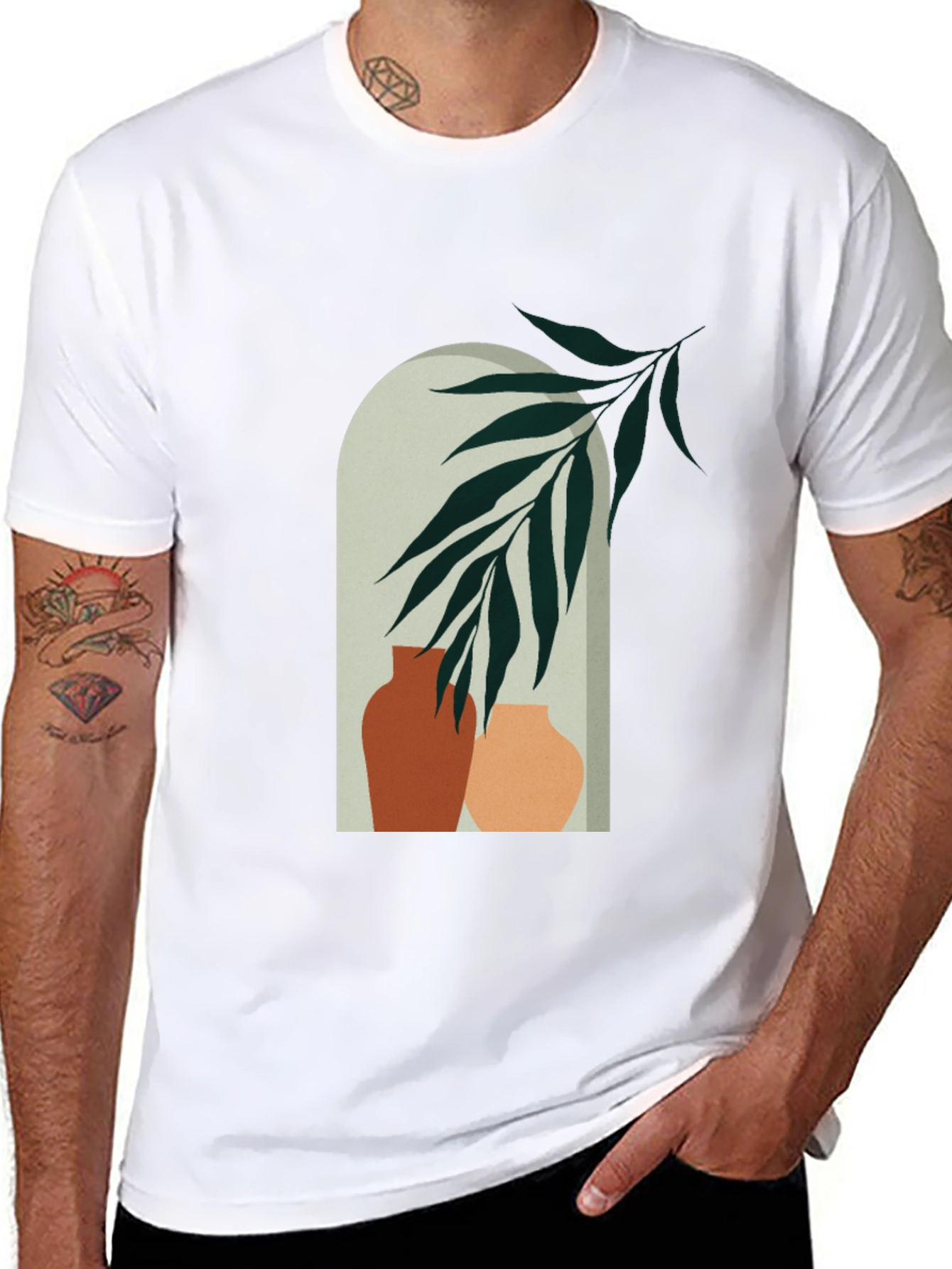 Vase Art Graphic Tee - Modern Casual Style