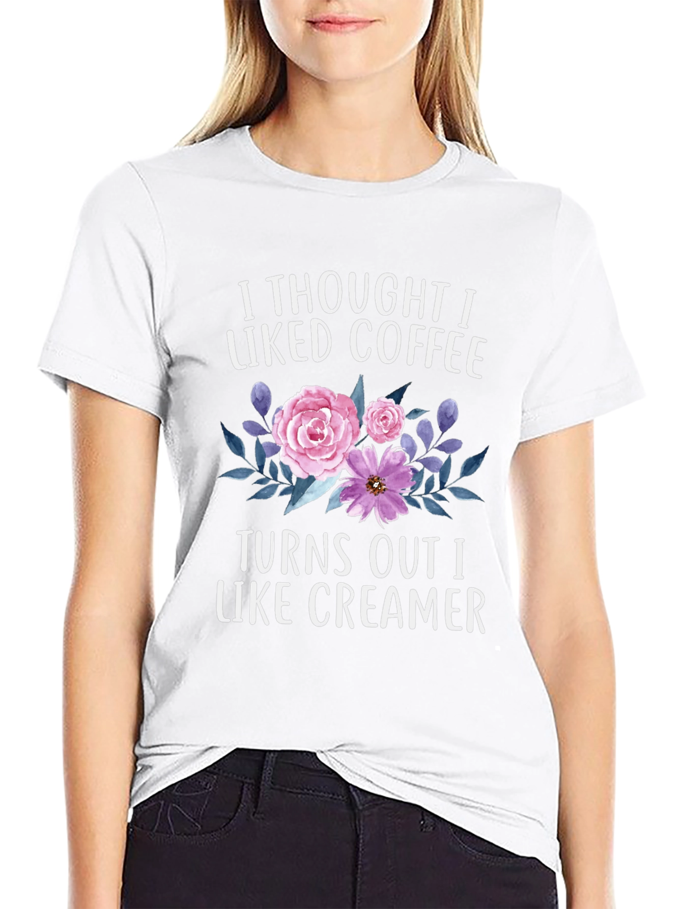 Coffee & Creamer T-Shirt - Floral Design