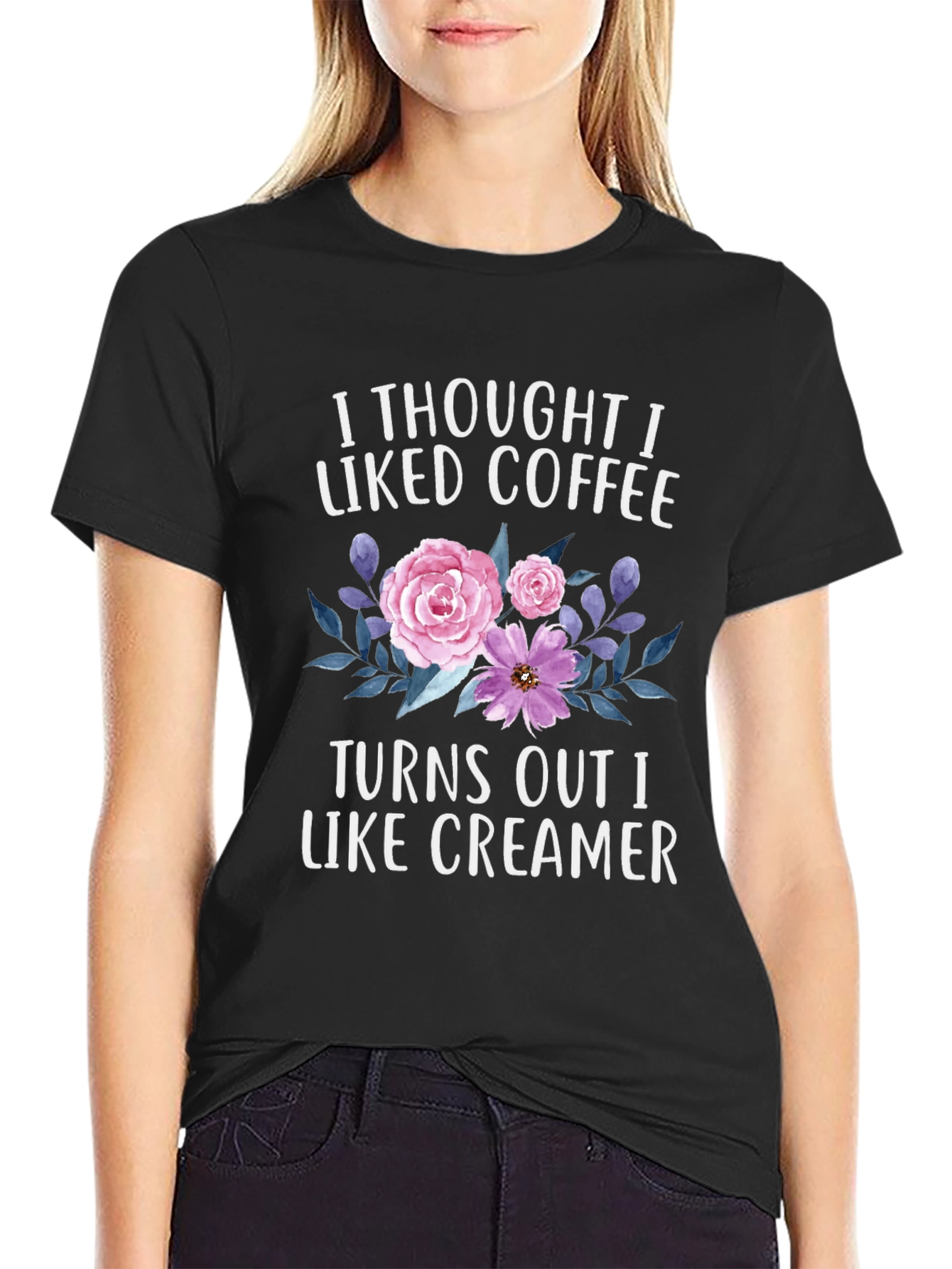 Coffee & Creamer T-Shirt - Floral Design